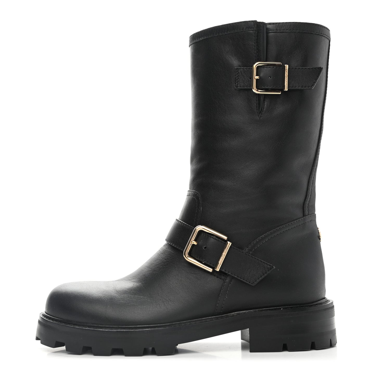 Rugged Leather Biker Boots 38.5 Black