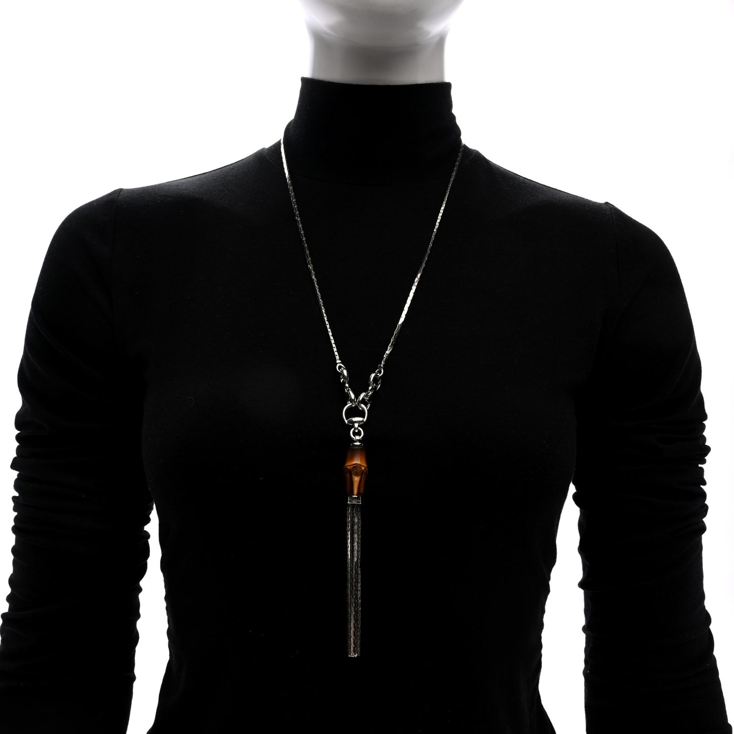 Sterling Silver Bamboo Long Tassel Necklace