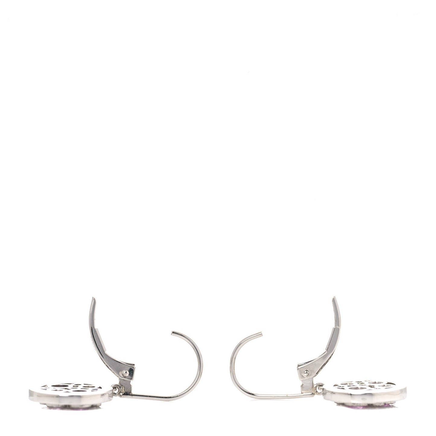 Platinum Diamond Pink Sapphire Cobblestone Drop Earrings