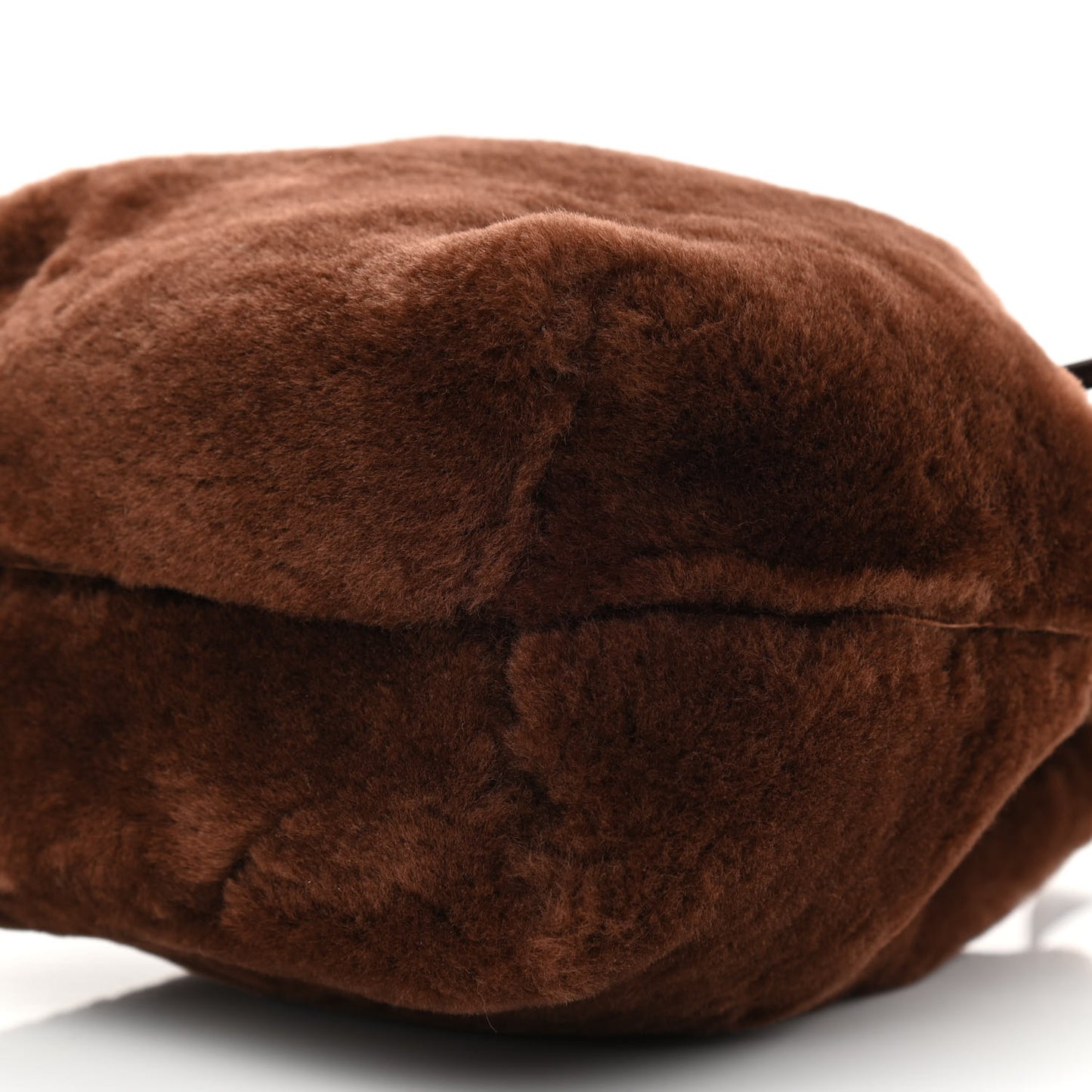 Shearling Mini Bucket Bag Camel