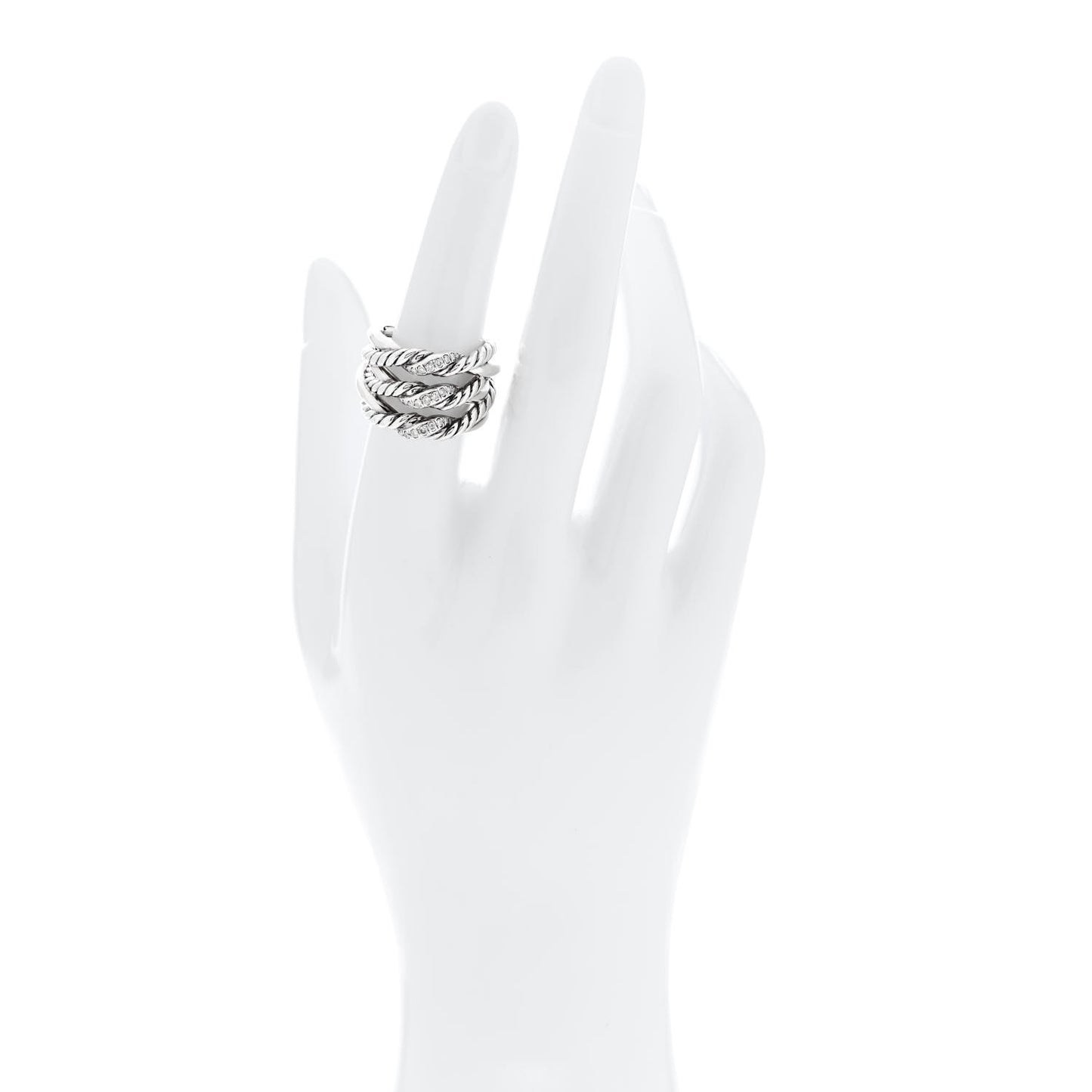 Sterling Silver Diamond Continuance Three-Row Ring 53 6.5