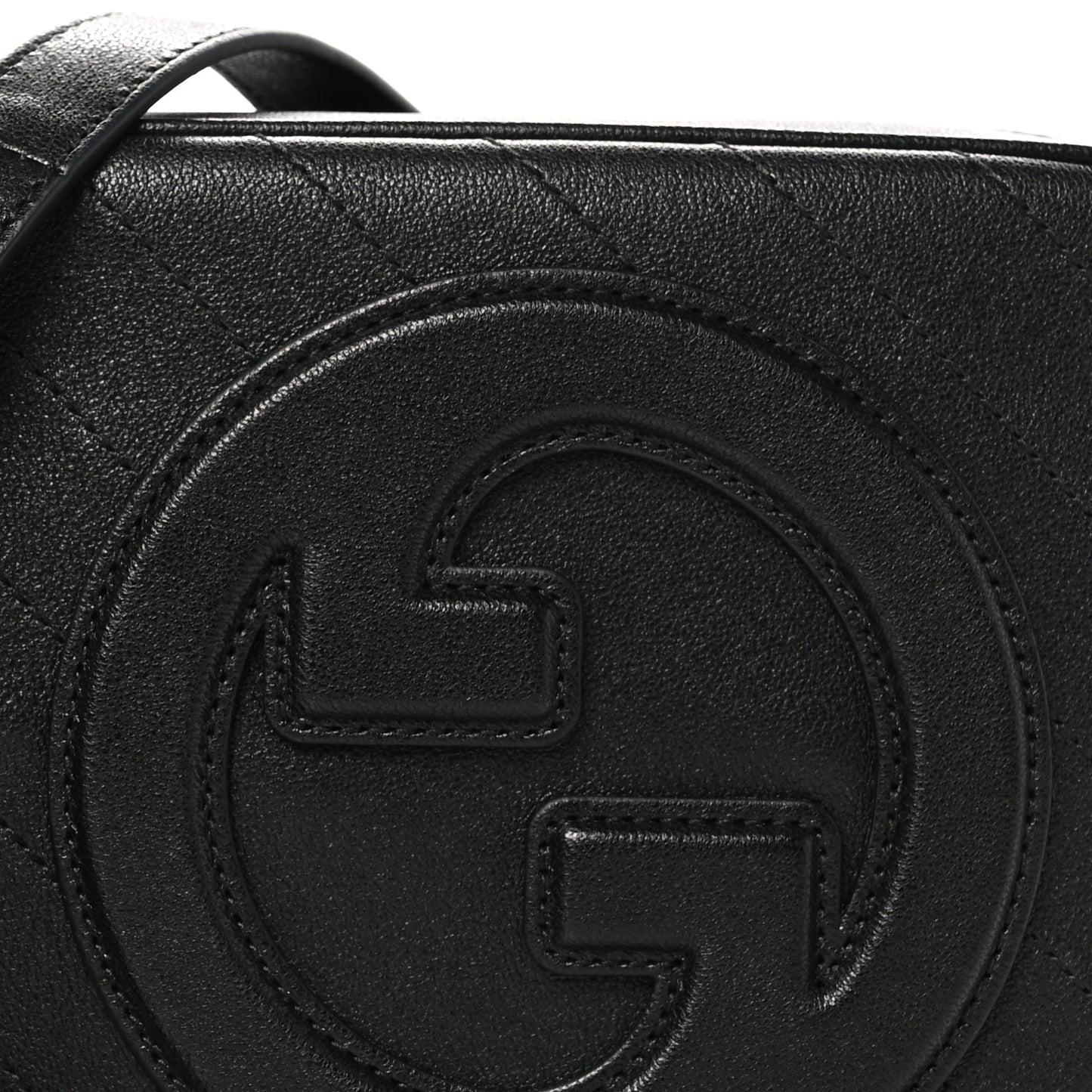 Sakai Be Green Calfskin Diagonal Stitched Small Blondie Shoulder Bag Black