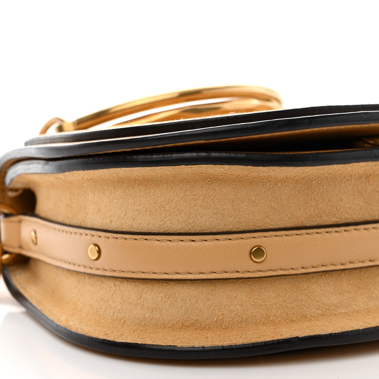 Calfskin Suede Small Nile Bracelet Bag Bleached Brown