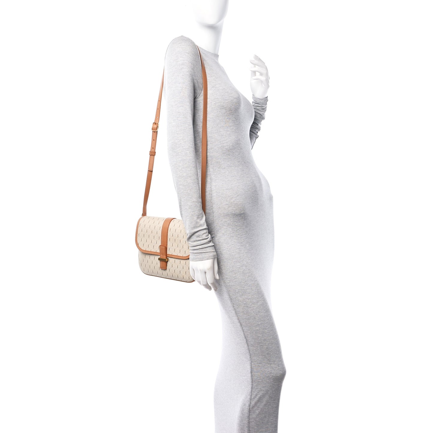 Canvas All-Over Monogram Small Le Monogramme Satchel Beige Kaki Brown Gold
