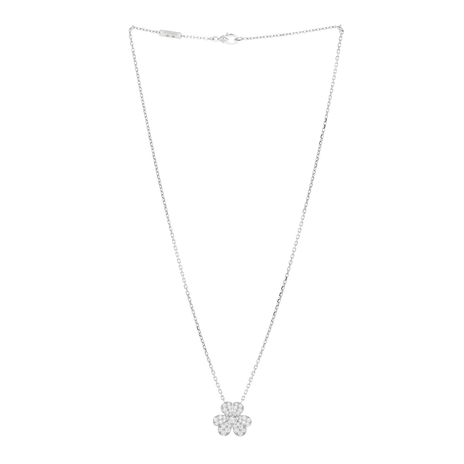 Van Cleef & Arpels 18K White Gold Diamond Small Frivole Pendant Necklace 3 of 4