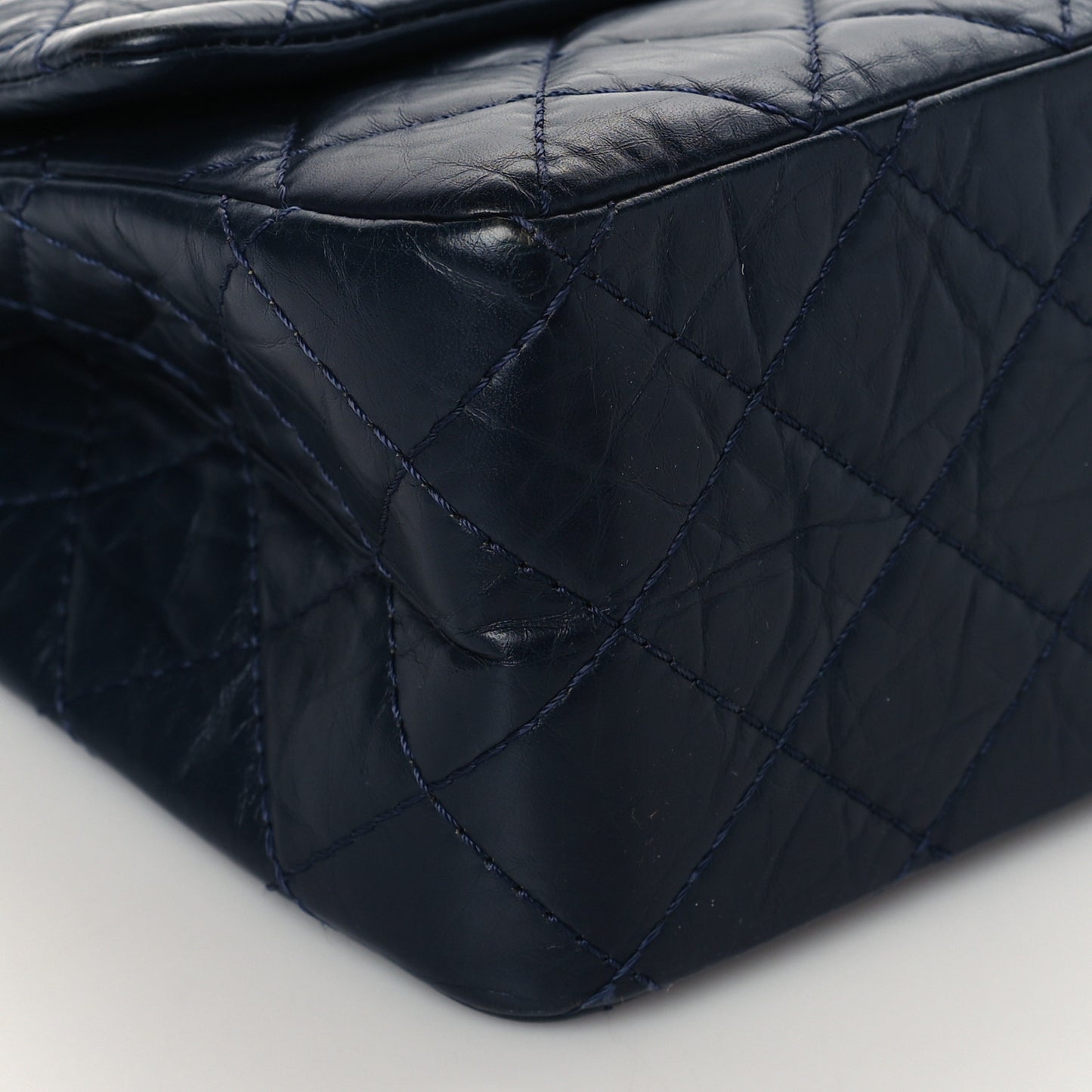 Aged Calfskin Quilted 2.55 Reissue 226 Flap Navy Blue