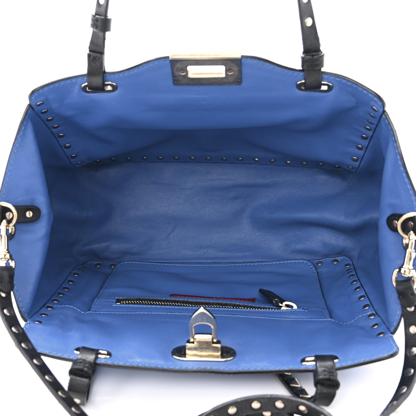 Vitello Small Rockstud Tote Blue Black