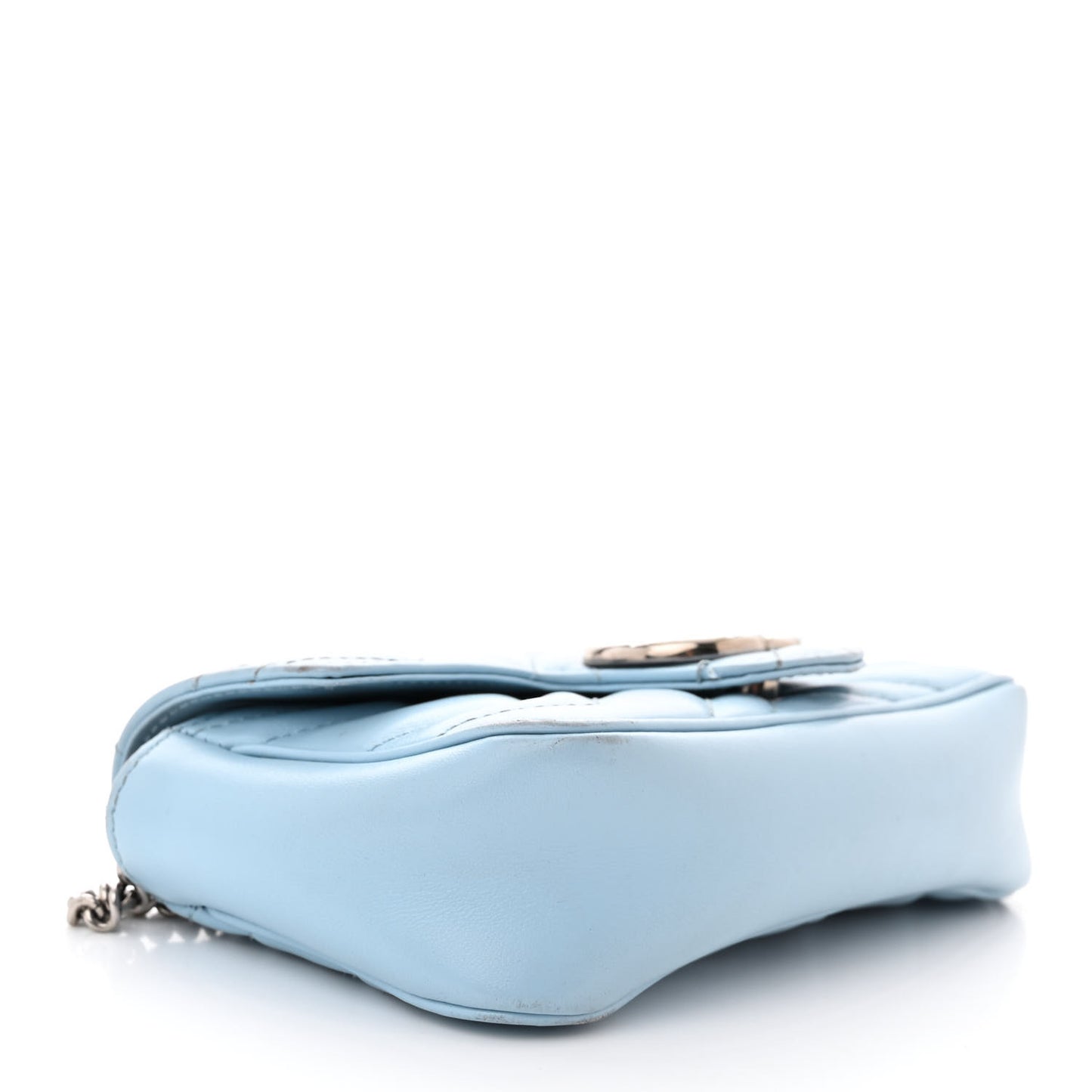 Calfskin Matelasse Super Mini GG Marmont Shoulder Bag Porcelain Light Blue