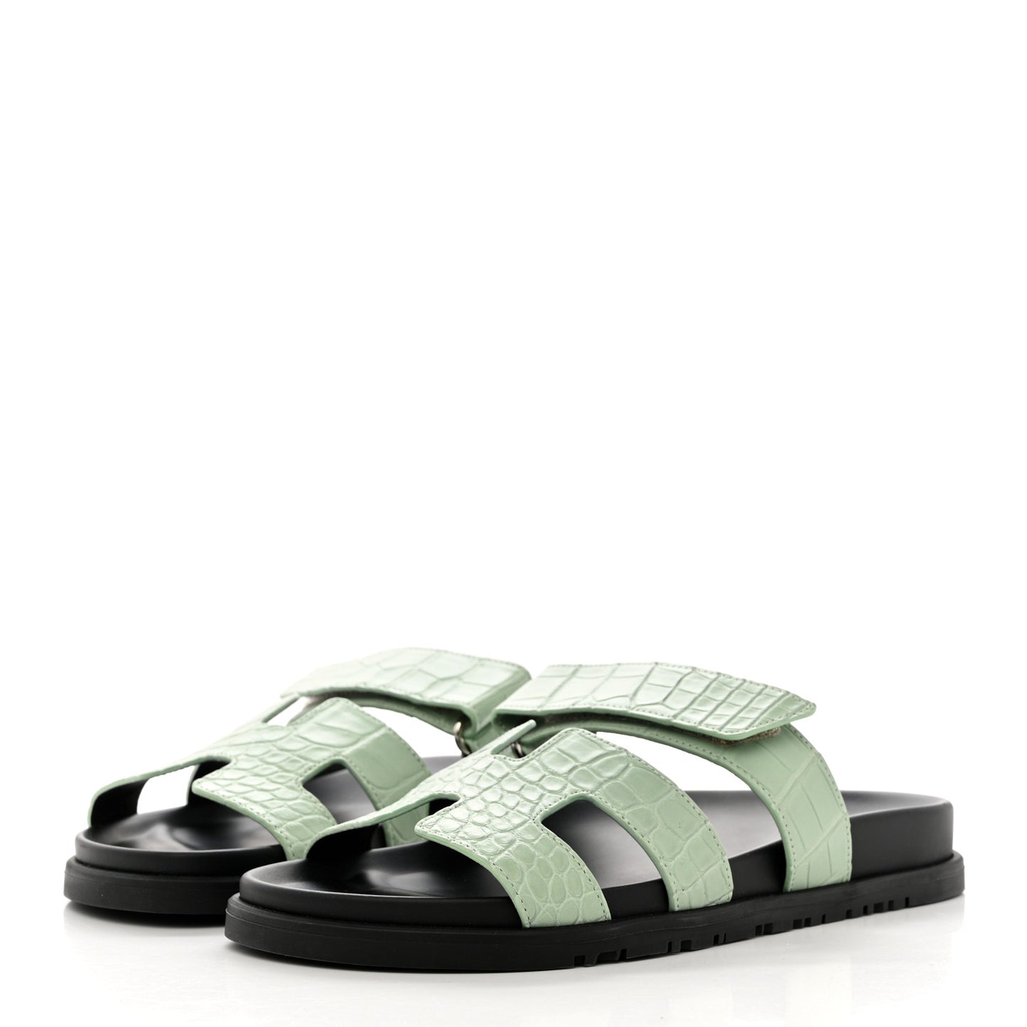 Matte Alligator Womens Chypre Sandals 38.5 Vert D'eau