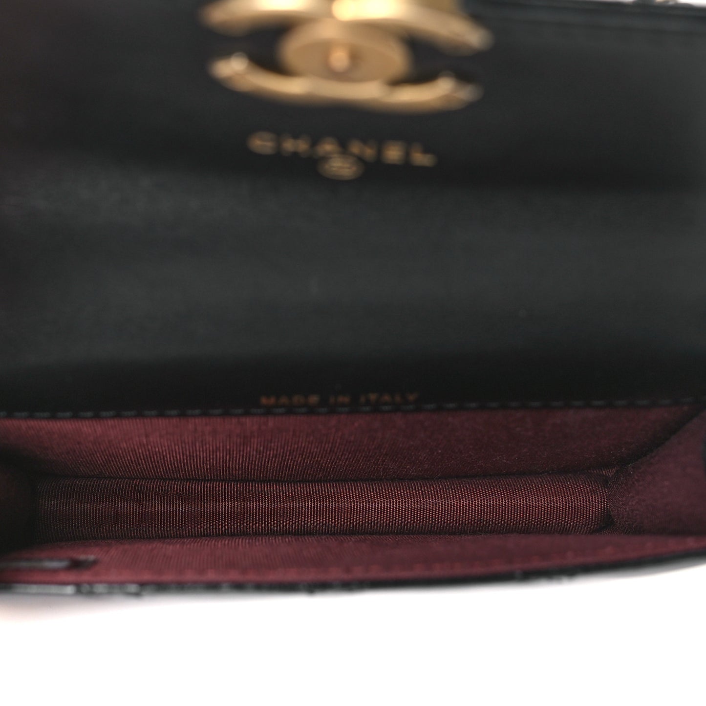 Calfskin Quilted Perfect Fit Coin Purse With Chain Black