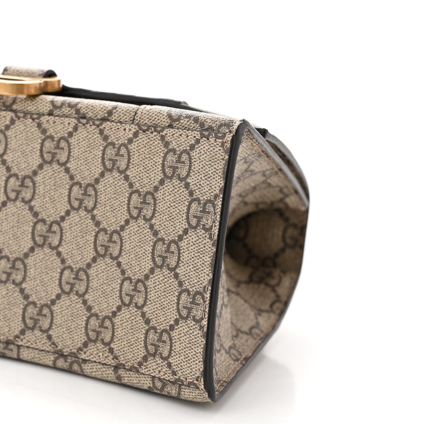 X GUCCI GG Supreme Monogram Small Hourglass Top Handle Bag Beige Ebony