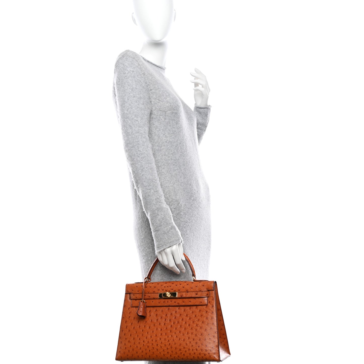 Ostrich Kelly Sellier 32 Gold