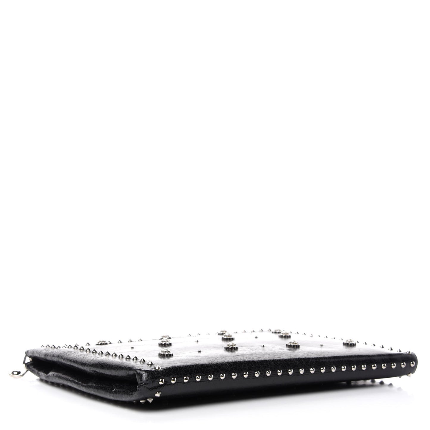 Vitello Shine Studded Flower Clutch Black