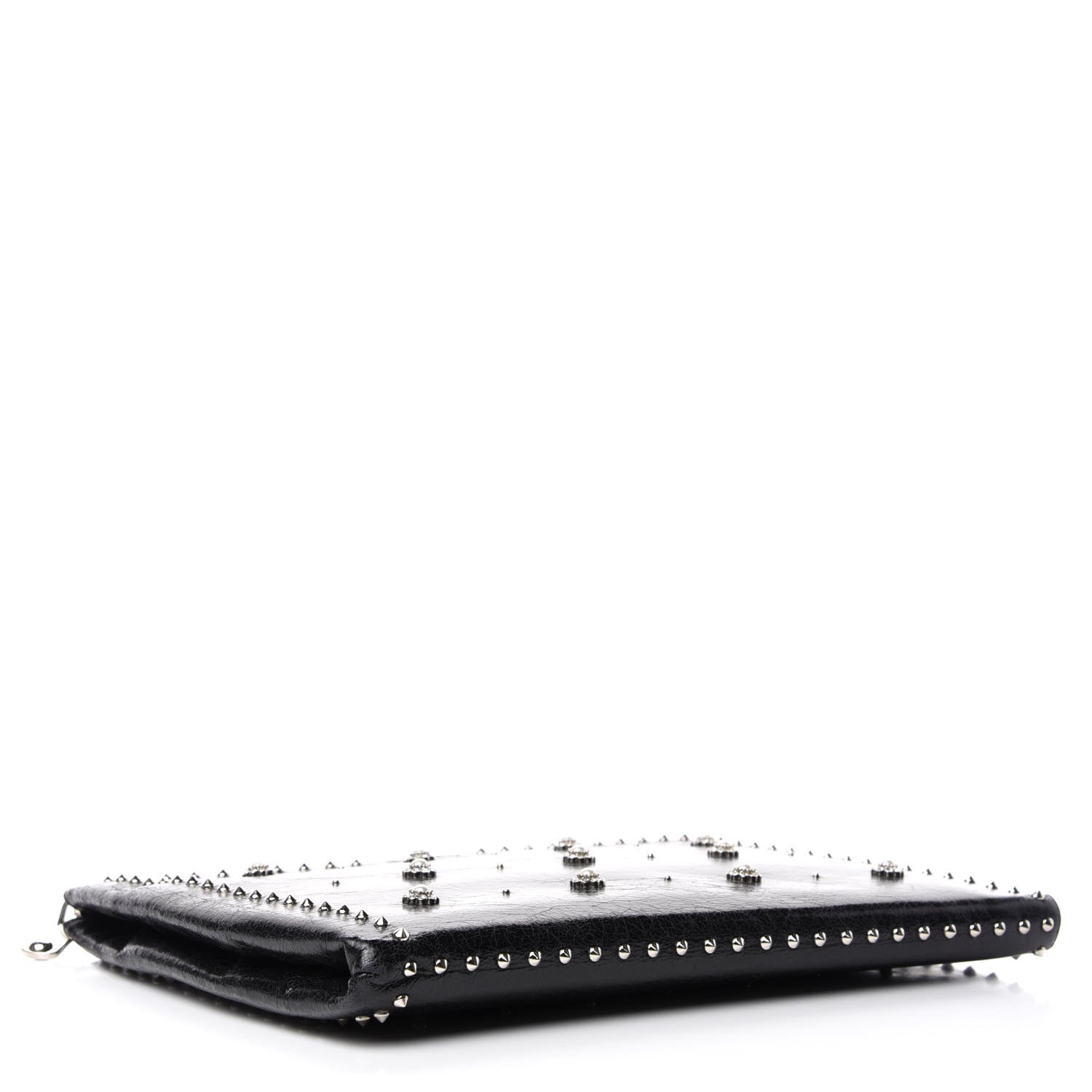 Miu Miu Vitello Shine Studded Flower Clutch Black 4 of 7