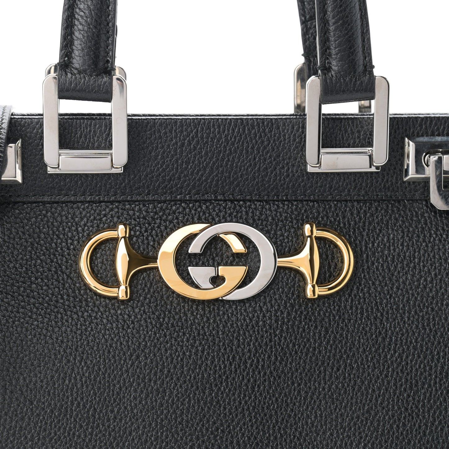 Grainy Calfskin Small Zumi Top Handle Bag Black