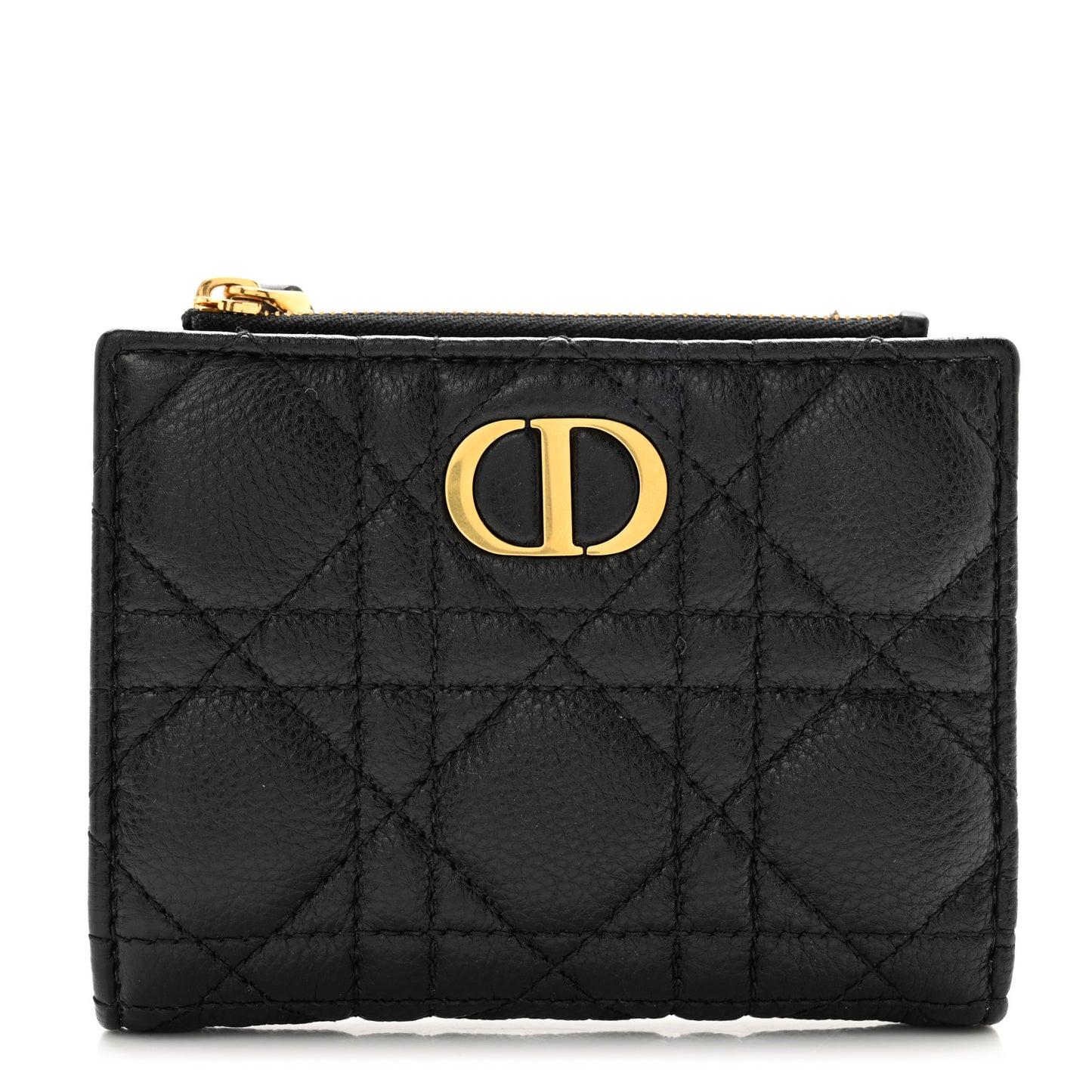 Grained Calfskin Supple Cannage Caro Dahlia Wallet Black