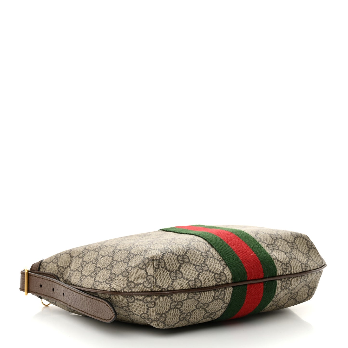 GG Supreme Monogram Web Small Ophidia Half Moon Hobo Brown