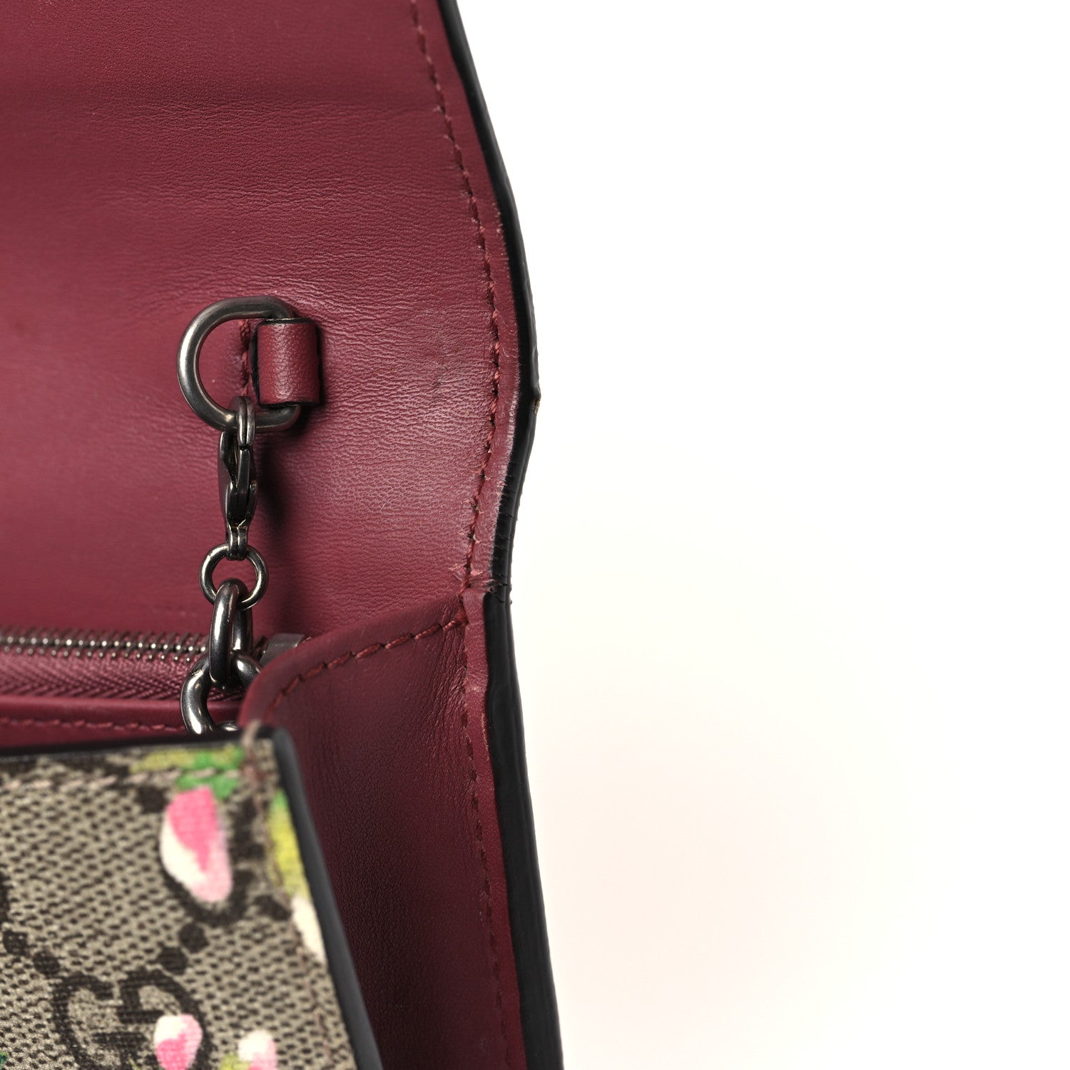 Gucci GG Supreme Monogram Blooms Chain Wallet Beige Multicolor Dry Rose 11 of 11