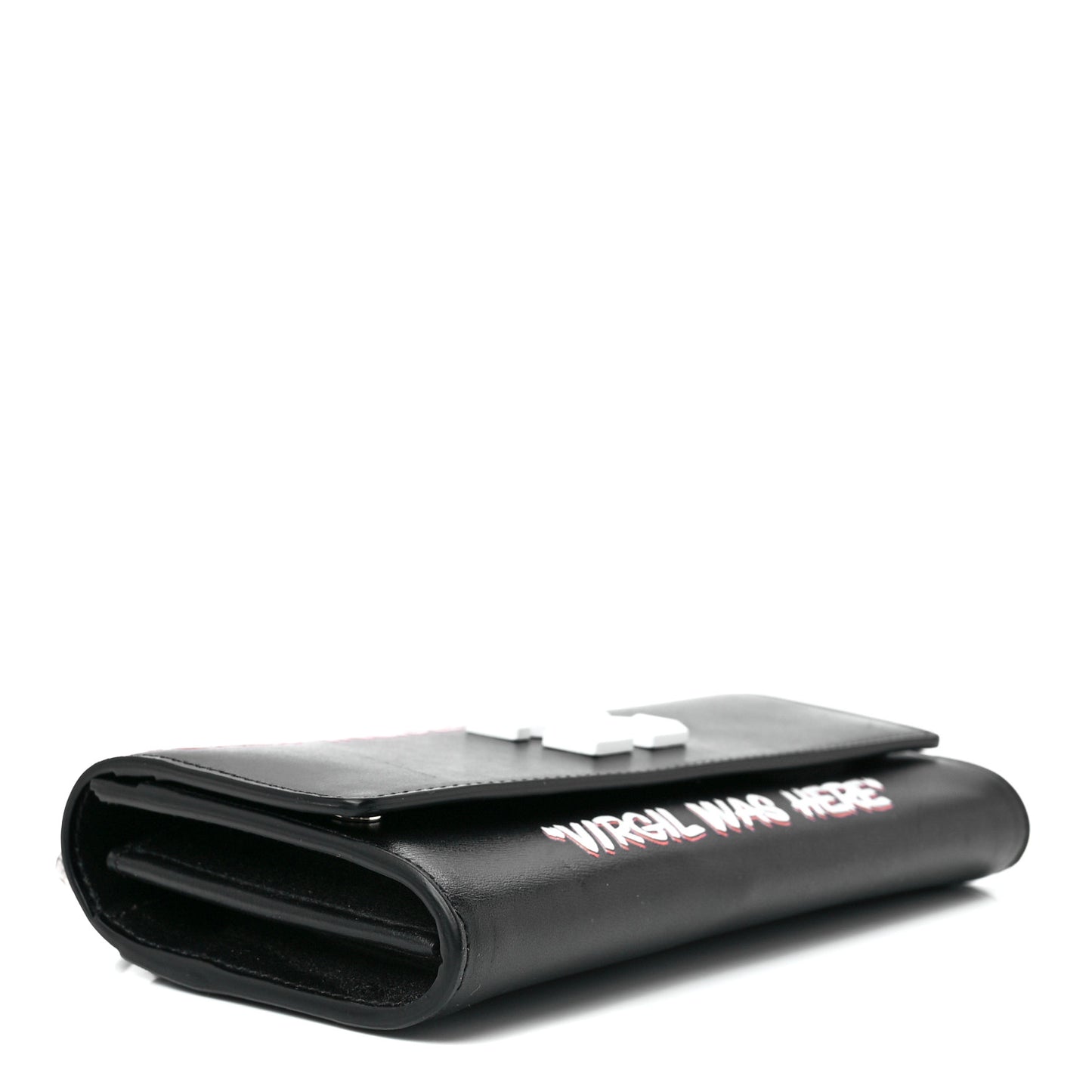Calfskin Jitney Logo Flap Wallet On Chain Black