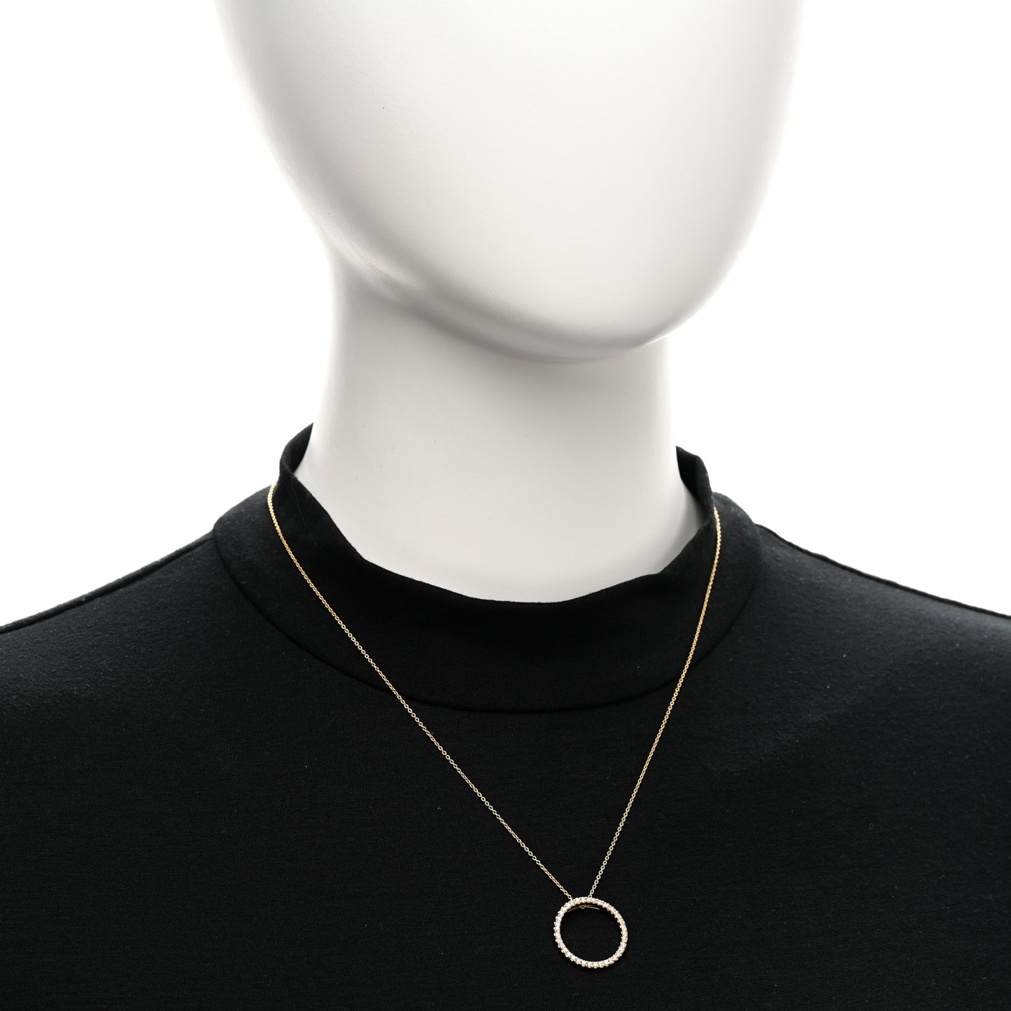 18K Yellow Gold Diamond Medium Tiny Treasures Circle Pendant Necklace