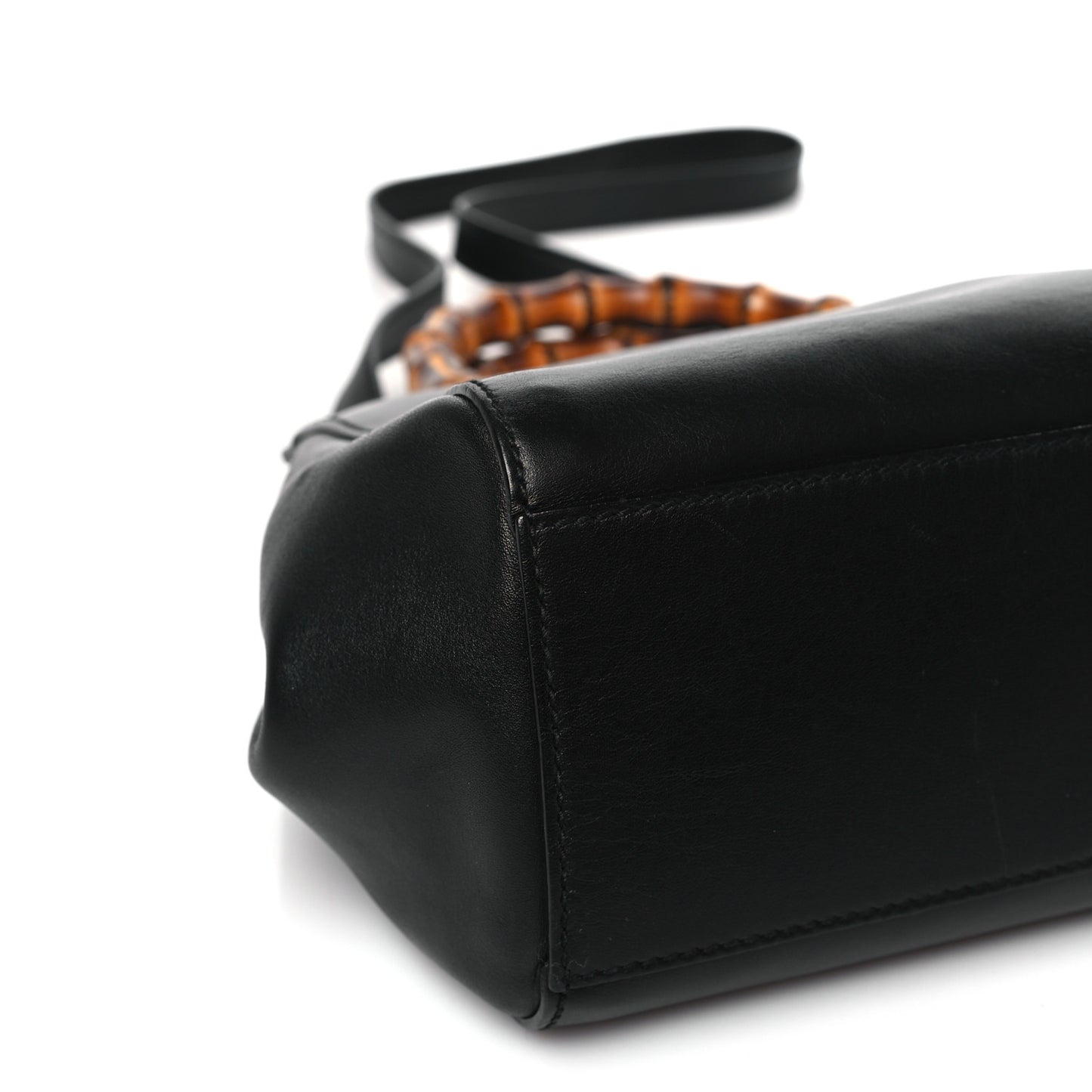 Nappa Bamboo Small Nymphaea Top Handle Bag Black