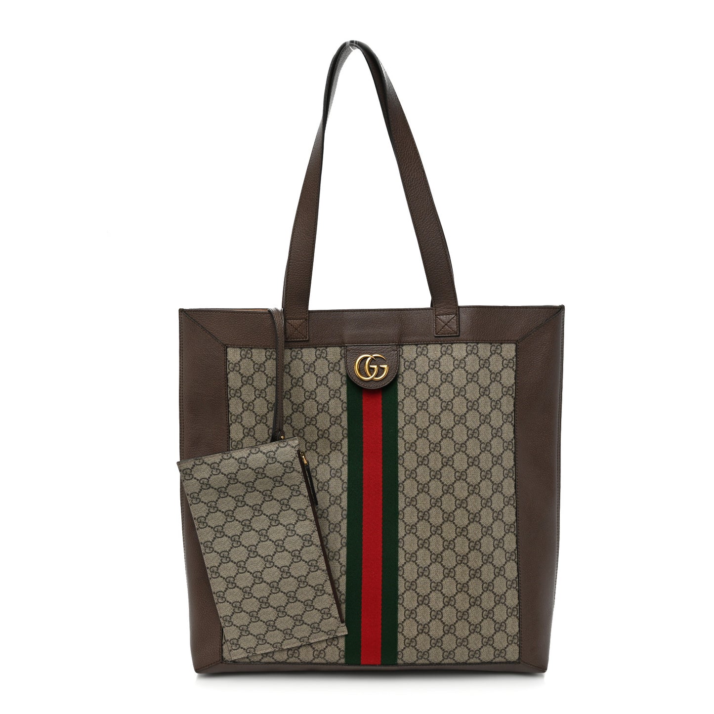 GG Supreme Monogram Web Large Ophidia Vertical Shopping Tote Brown