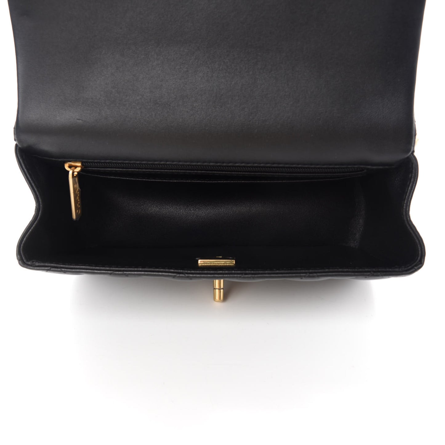 Lambskin Quilted Mini Top Handle Rectangular Flap Black