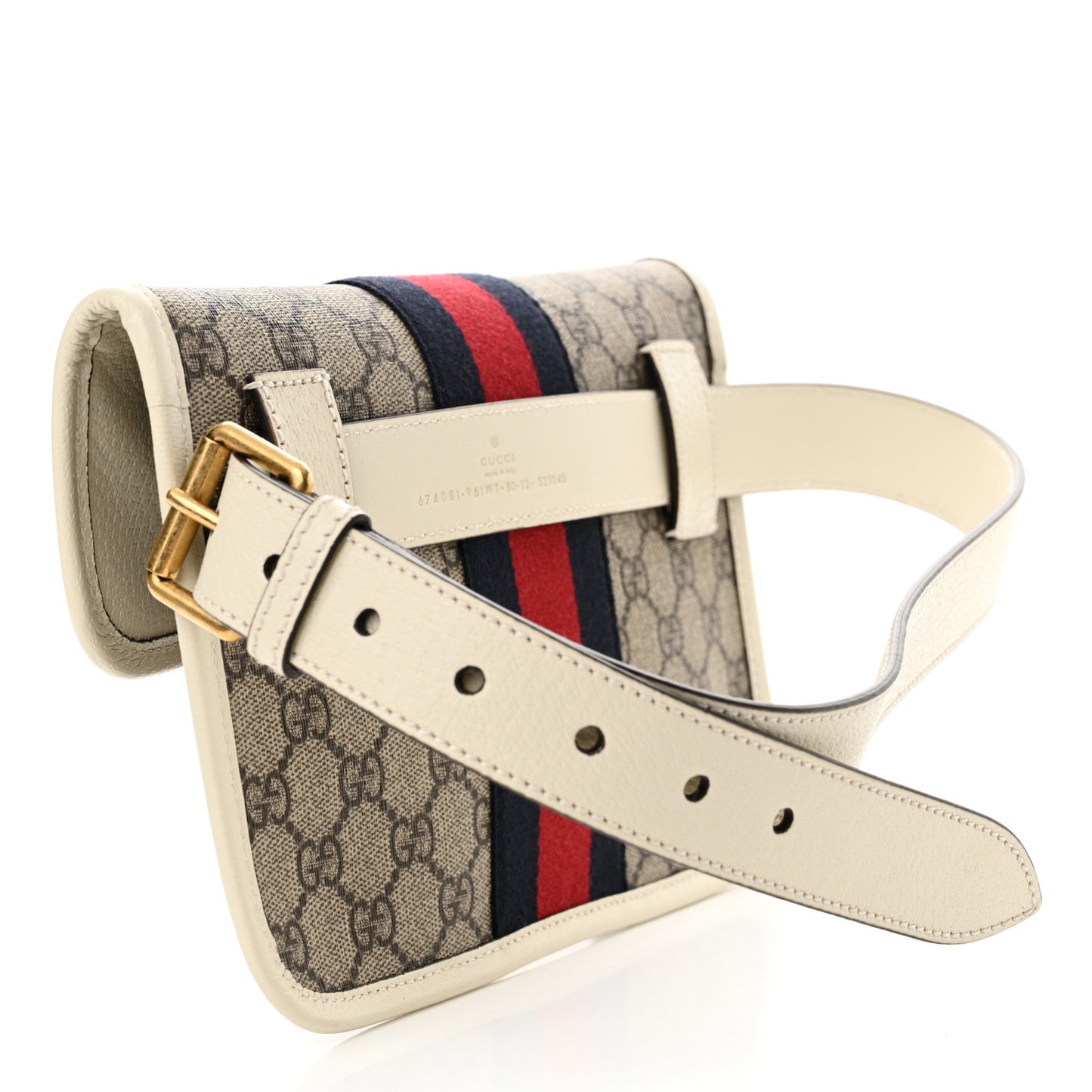 GG Supreme Monogram Web Small Ophidia Belt Bag Beige Ebony White