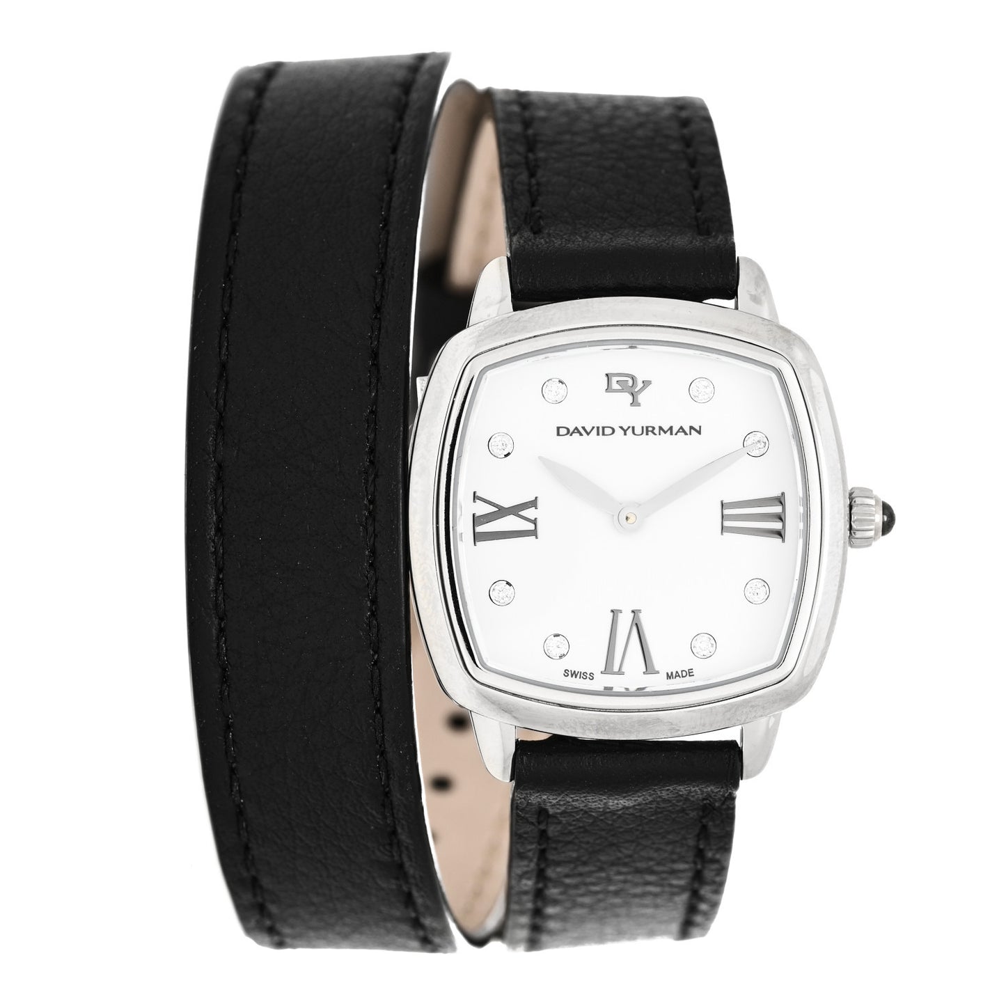 Stainless Steel Calfskin Diamond 27mm Albion Wrap Quartz Watch