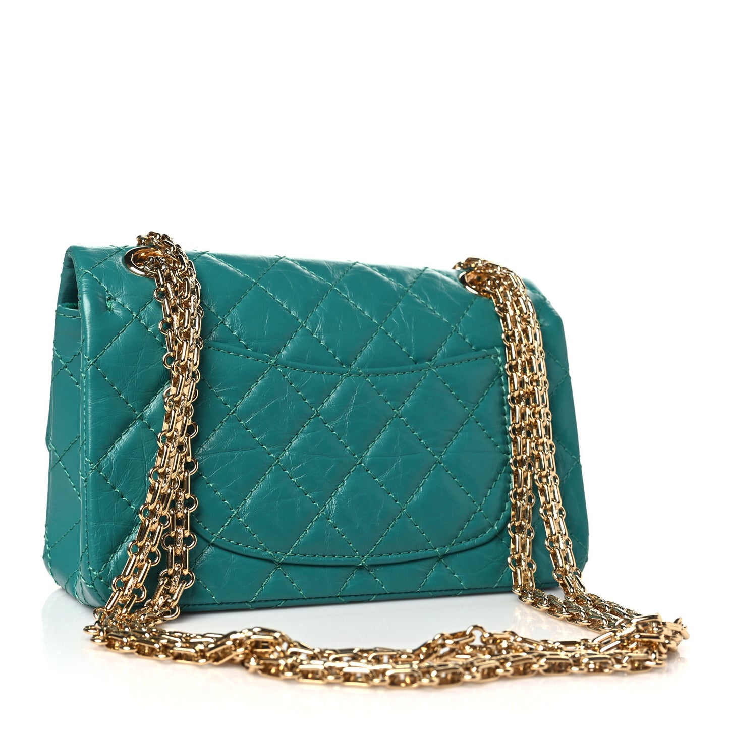 Aged Calfskin Quilted 2.55 Reissue Mini Flap Green