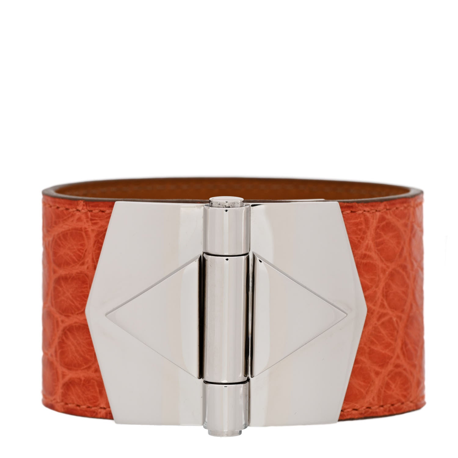 Hermes Matte Alligator Berenice Bracelet M Orange 1 of 7