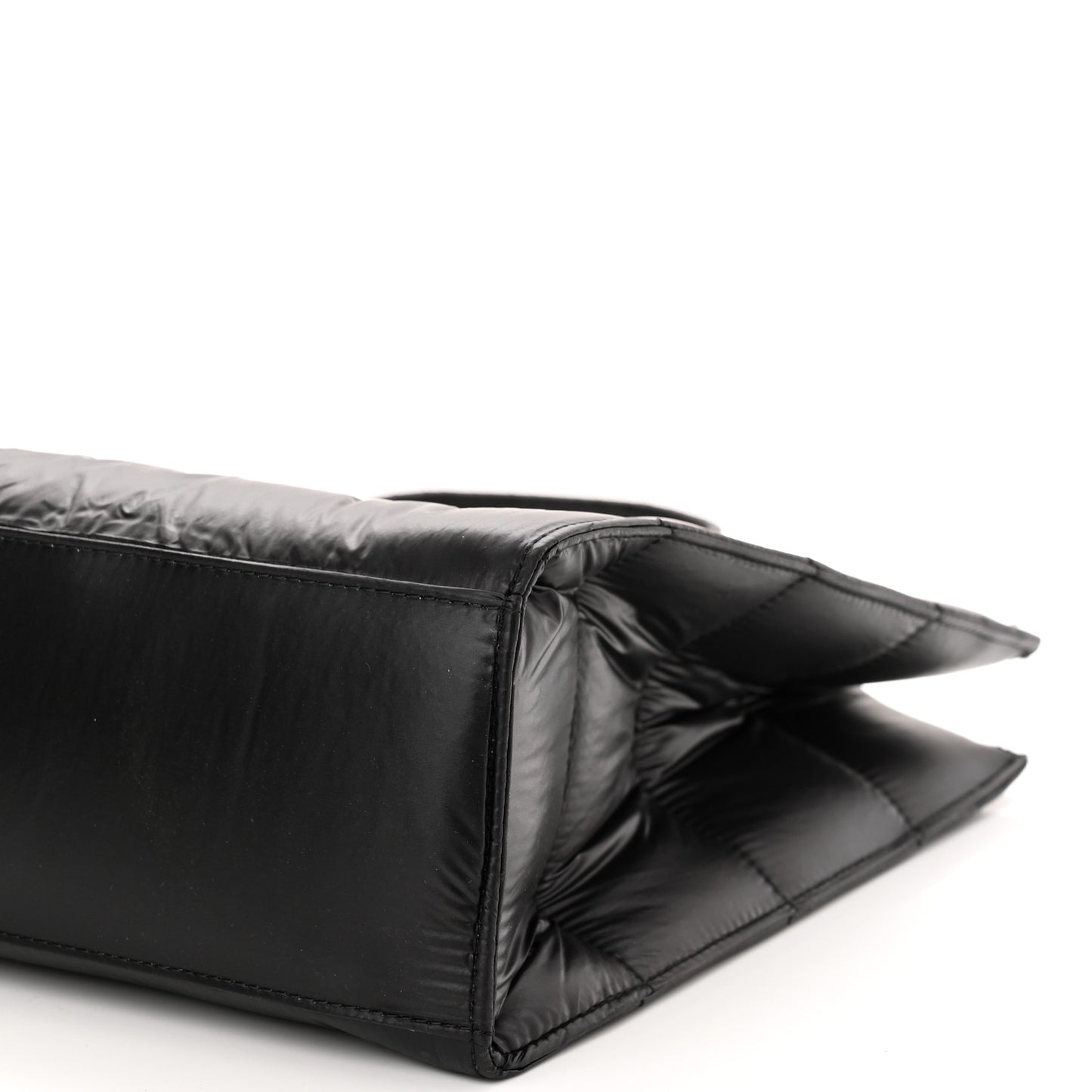 Nylon Medium Puff Shopping Bag Black