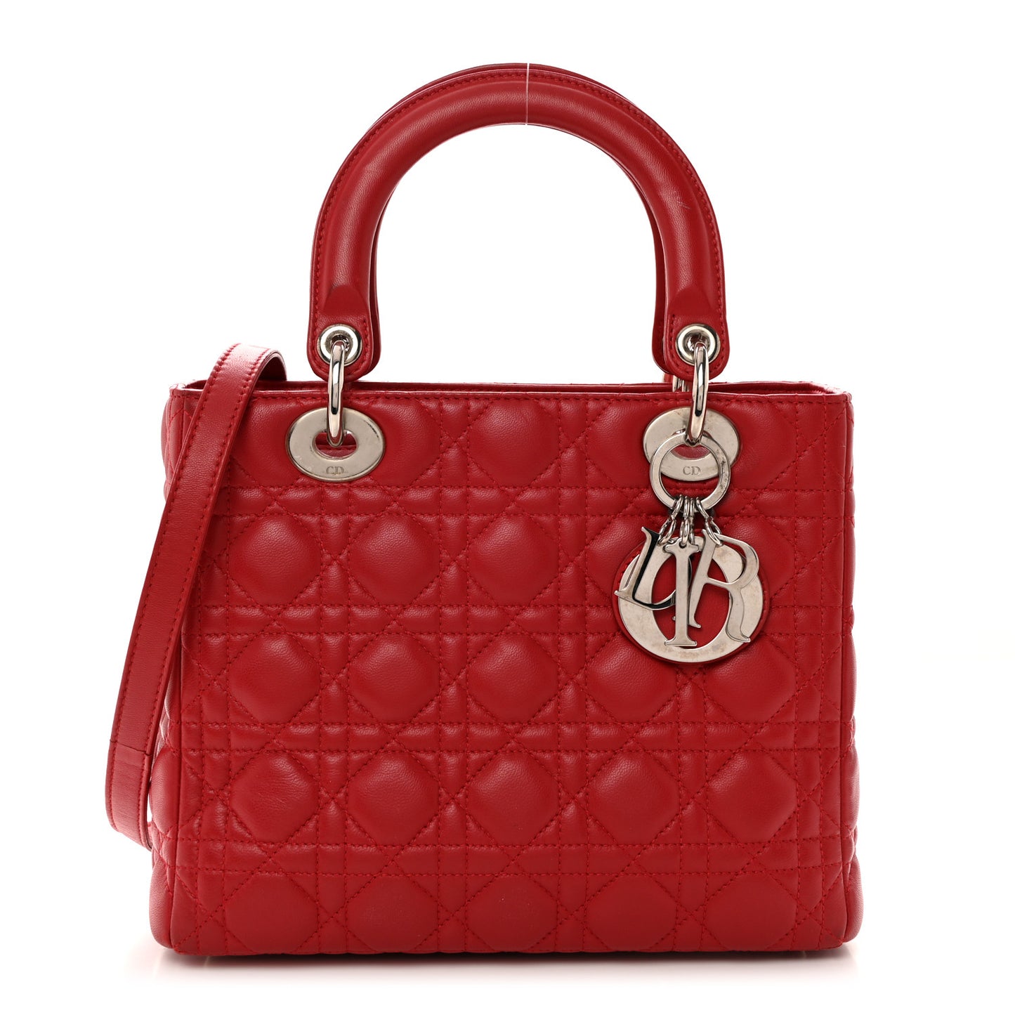 Lambskin Cannage Medium Lady Dior Red
