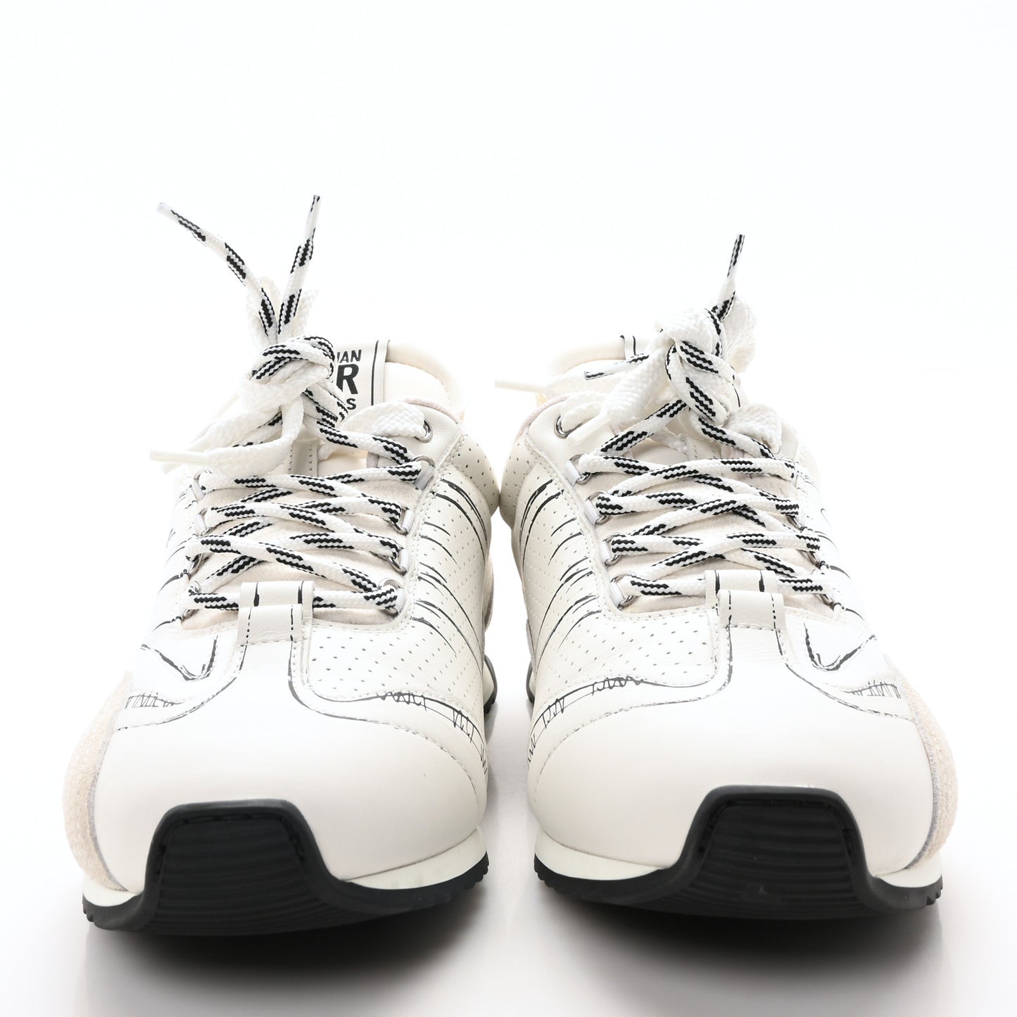 Calfskin Nylon Womens D-Sketch Sneakers 41 White