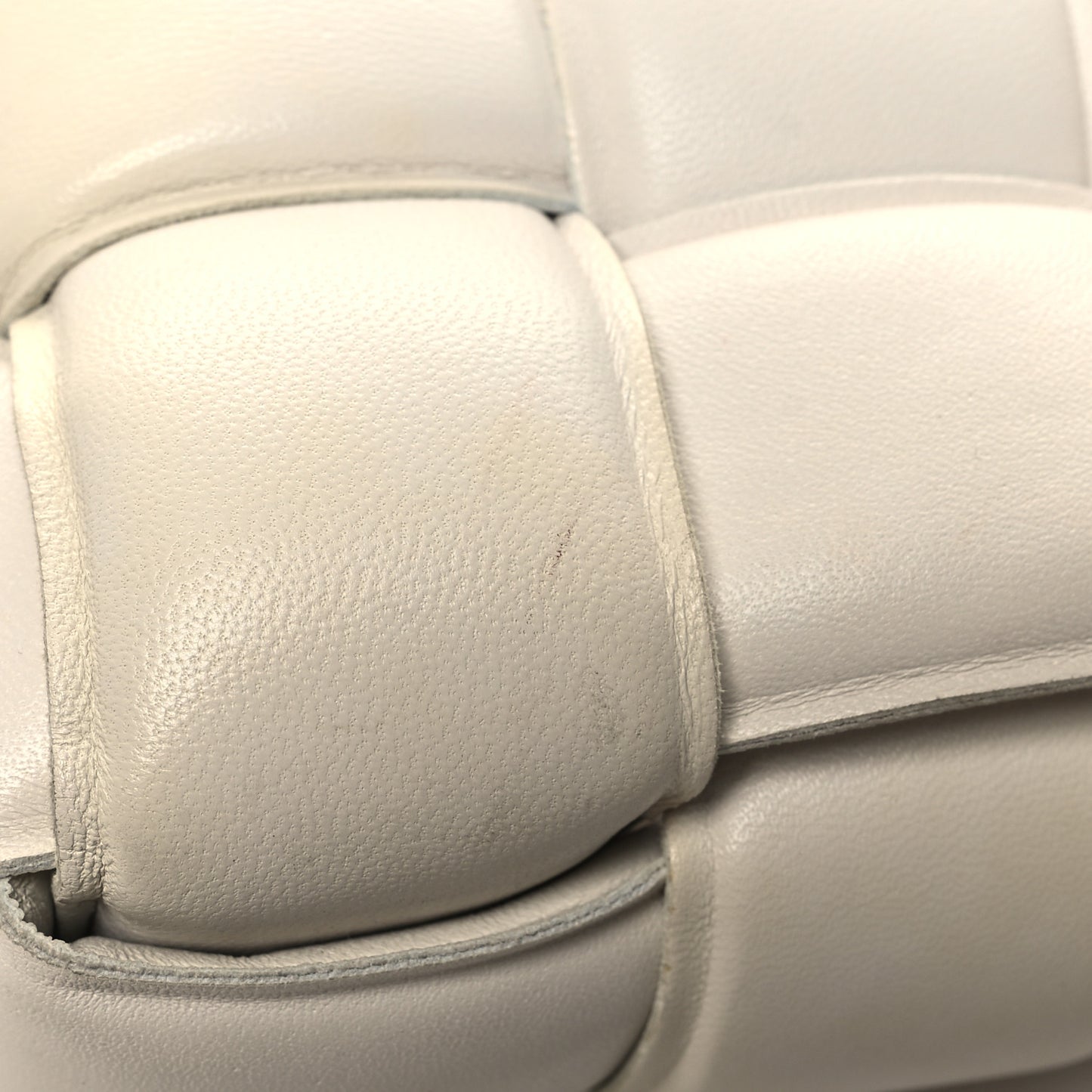 Lambskin Maxi Intreccio Padded Chain Cassette Crossbody Bag White