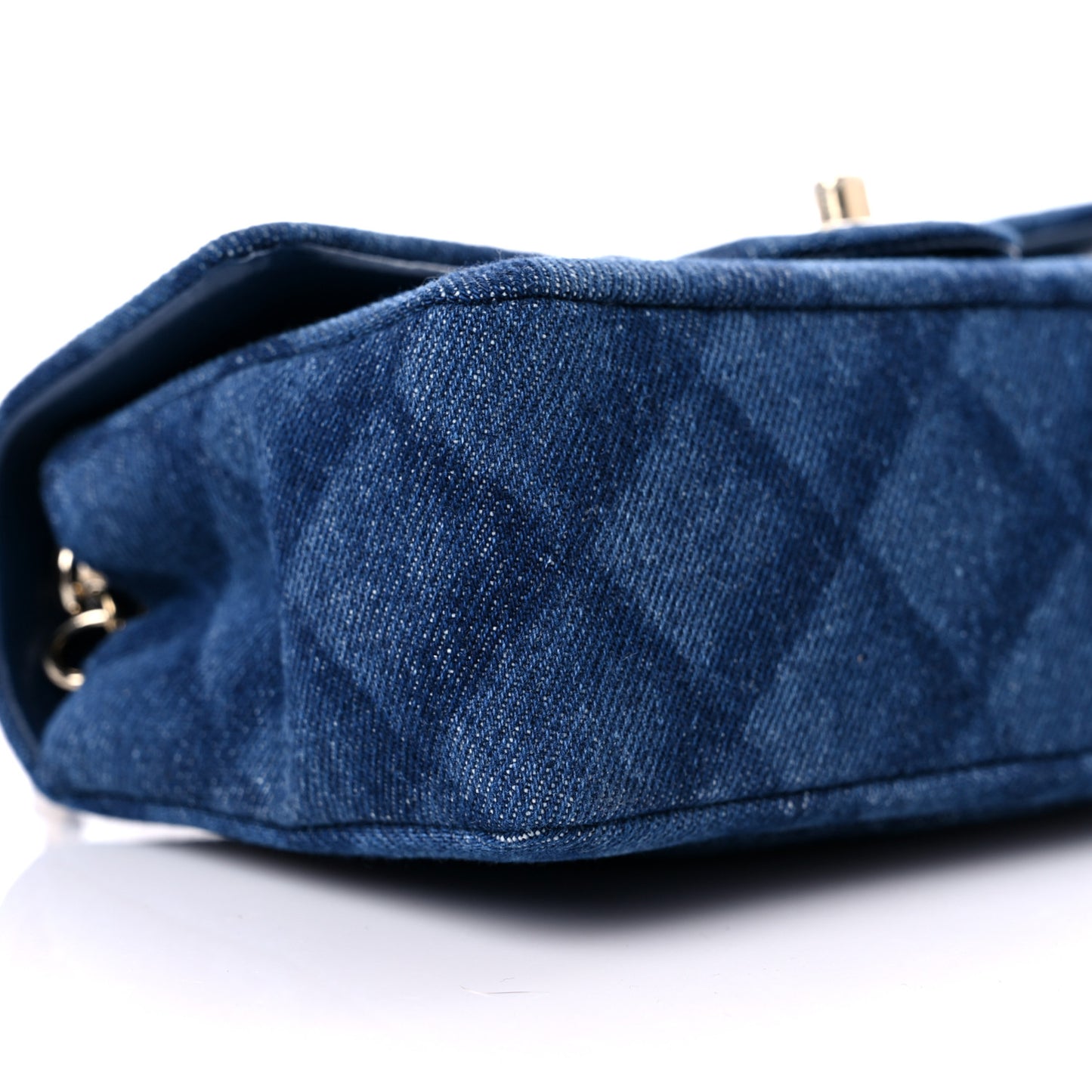 Printed Denim Quilted Mini Rectangular Flap Dark Blue