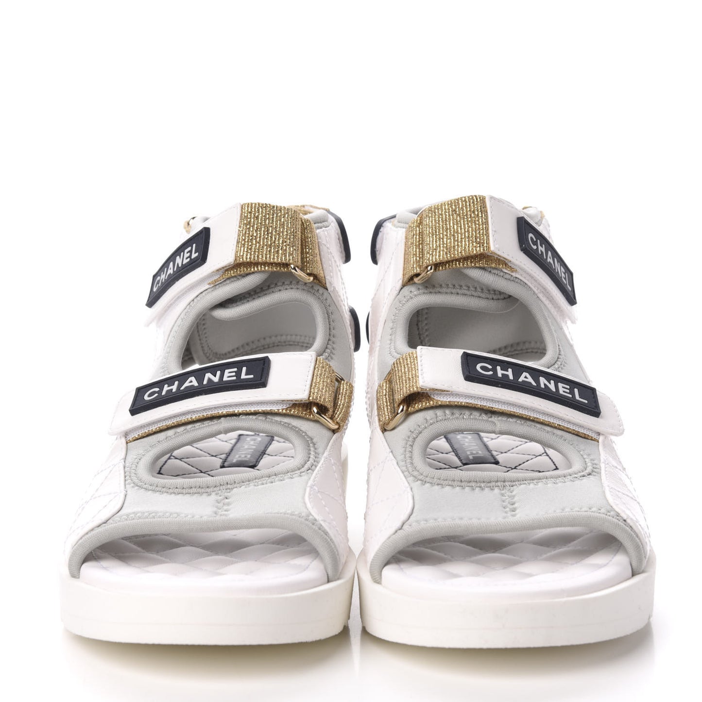 Goatskin Fabric Gladiator Sandals 39 White Light Grey Navy Blue
