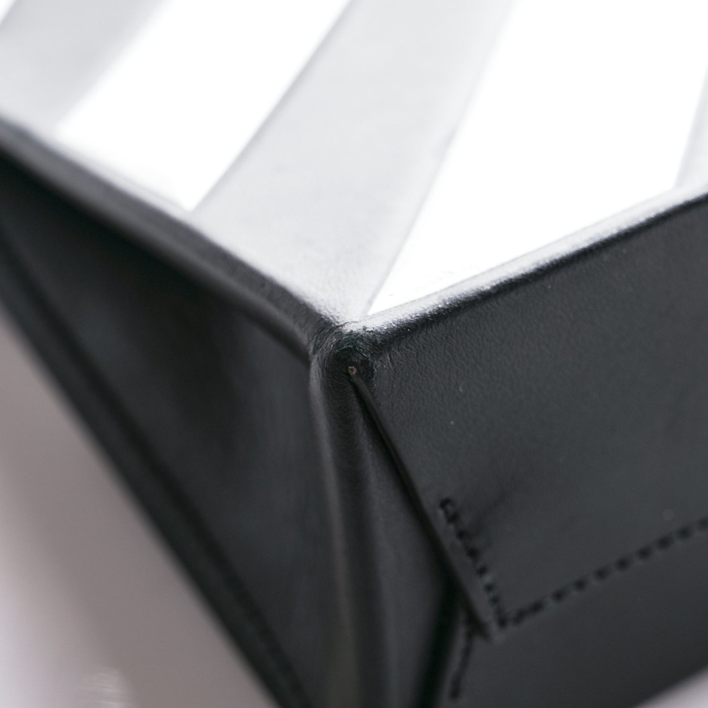 Saffiano Striped Diag Box Bag Black White