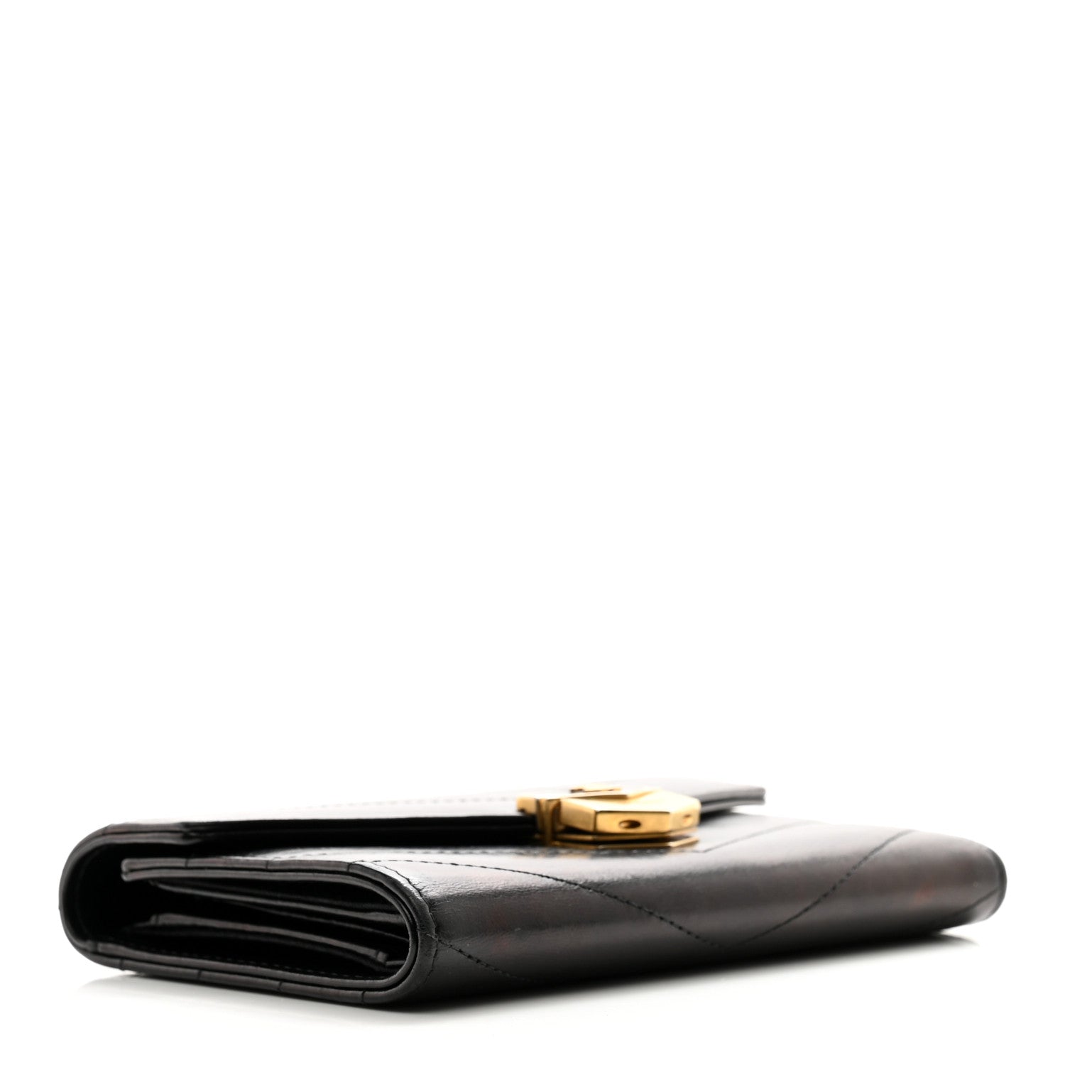 Chanel Calfskin Chevron Quilted Medal Flap Wallet Black 4 of 10