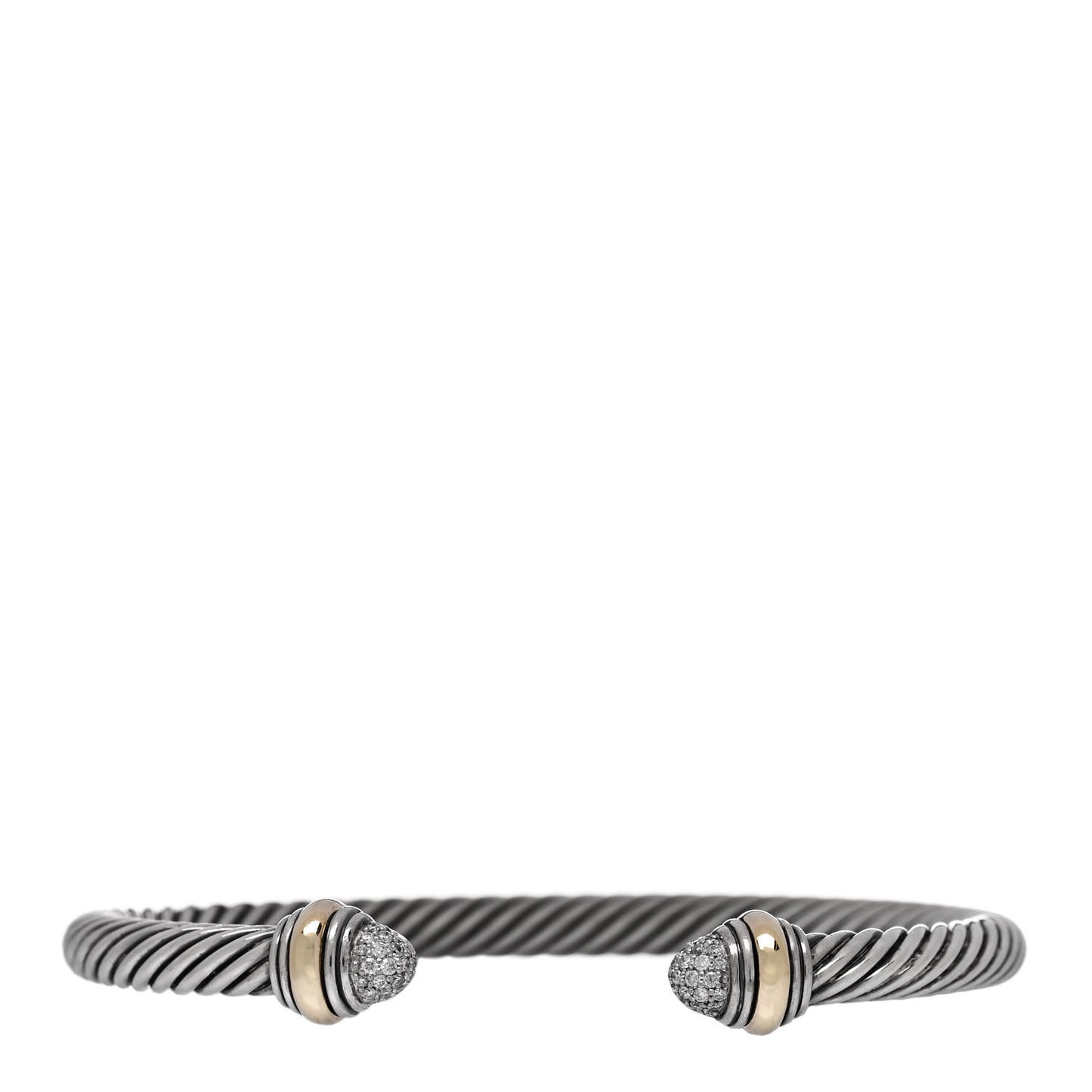 Sterling Silver 14K Yellow Gold Diamond 5mm Cable Classics Bracelet