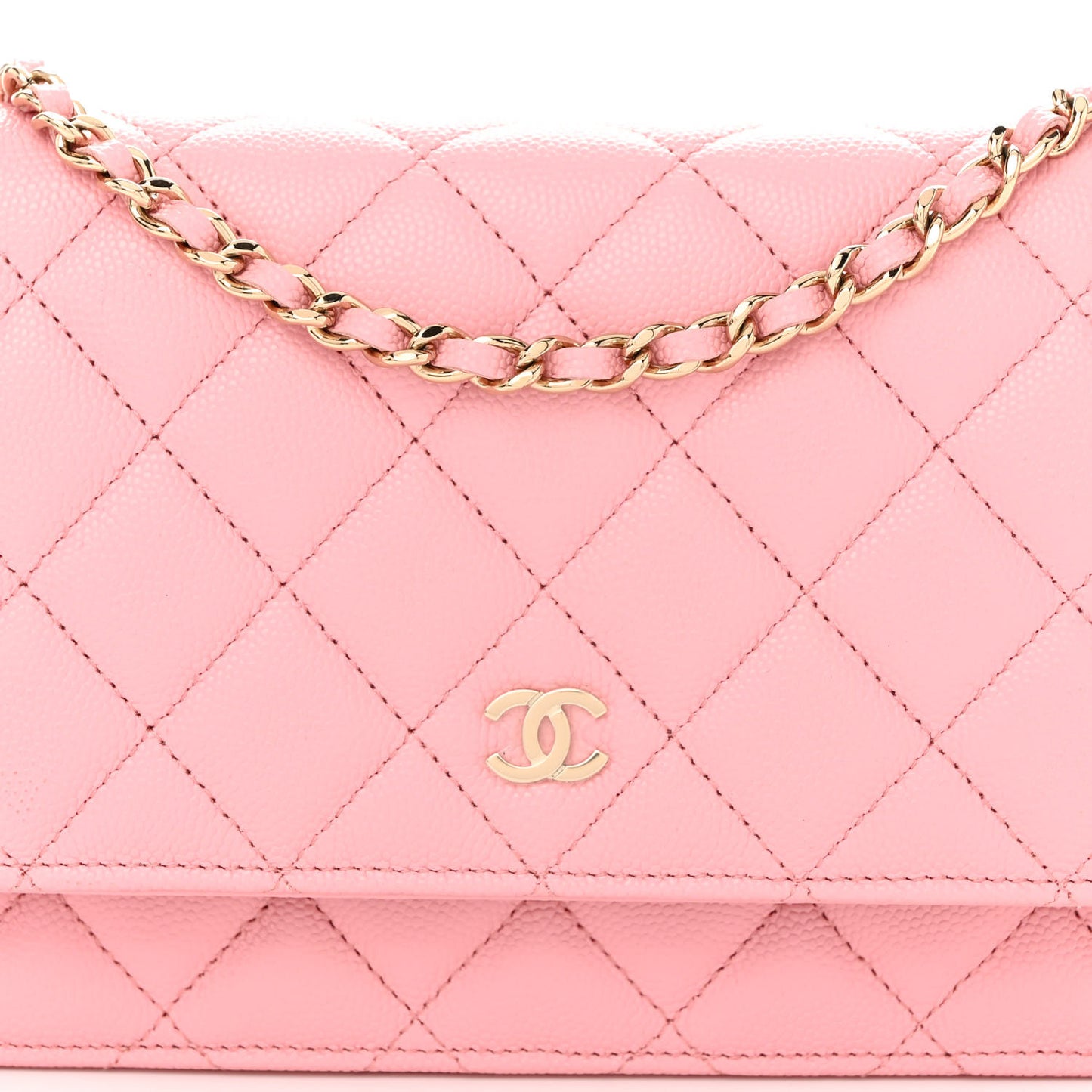 Caviar Quilted Wallet on Chain WOC Light Pink
