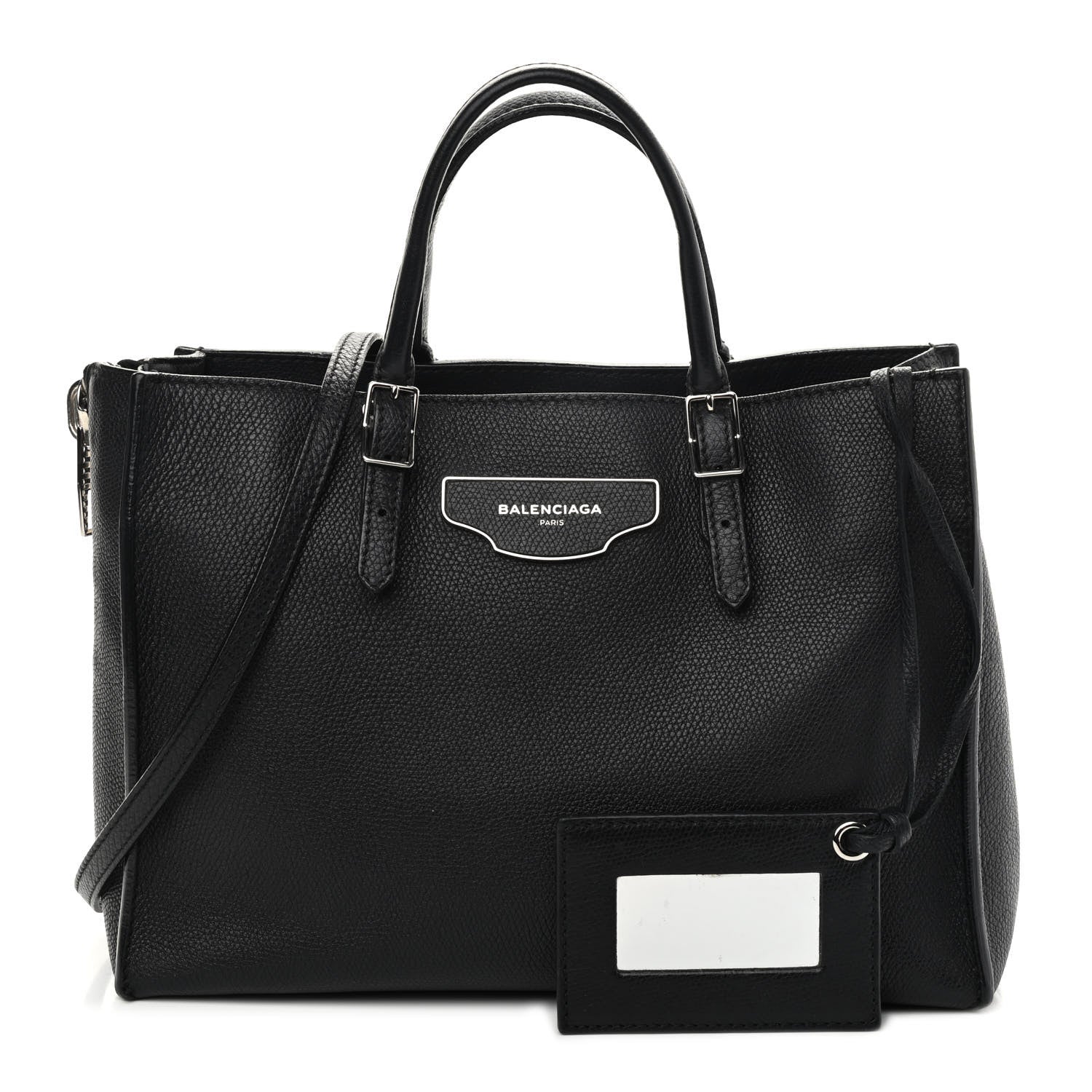 Balenciaga Grained Calfskin Plate Hardware Papier A6 Zip Around Tote Black 1 of 12