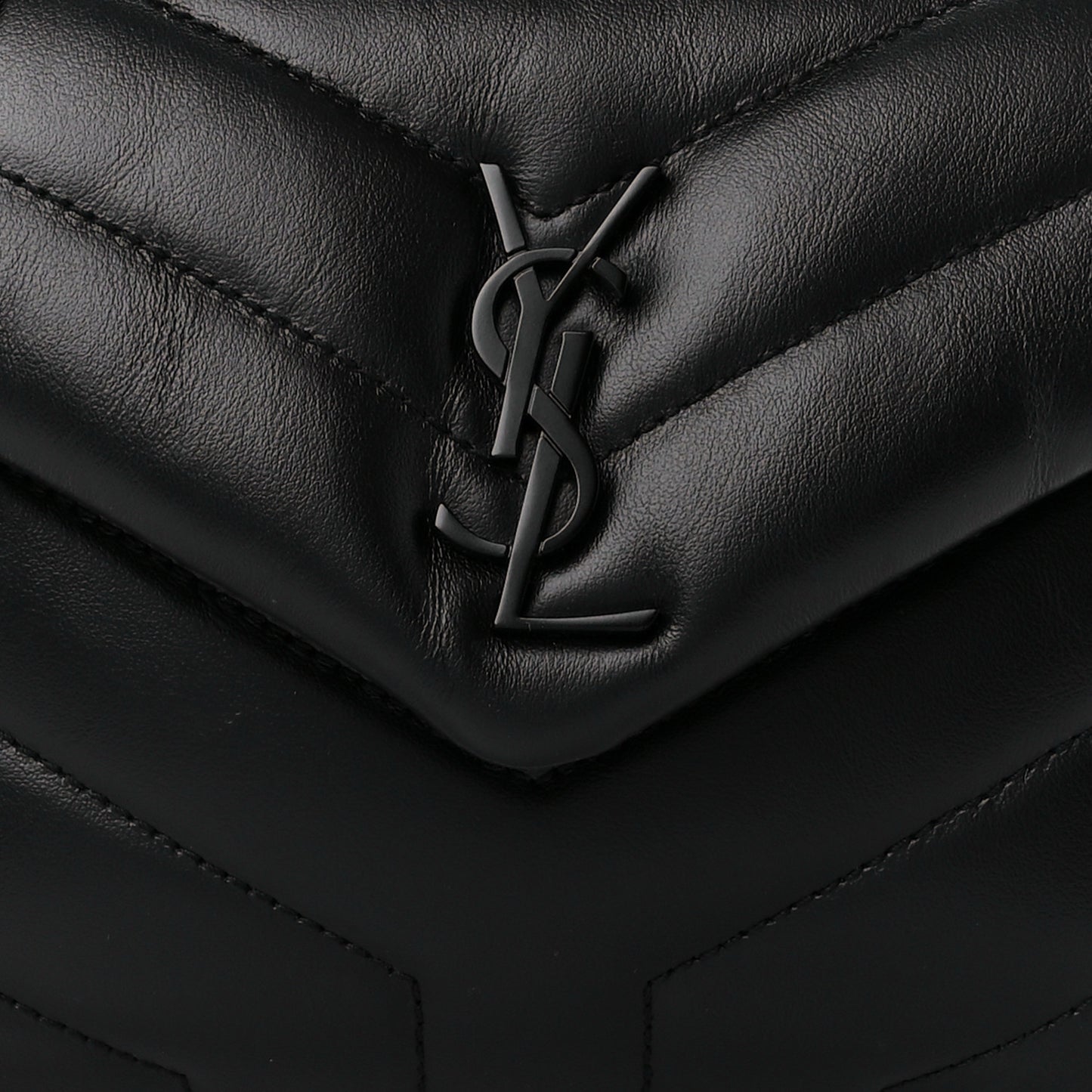 Calfskin Y Quilted Monogram Monochrome Toy Loulou Crossbody Bag Black