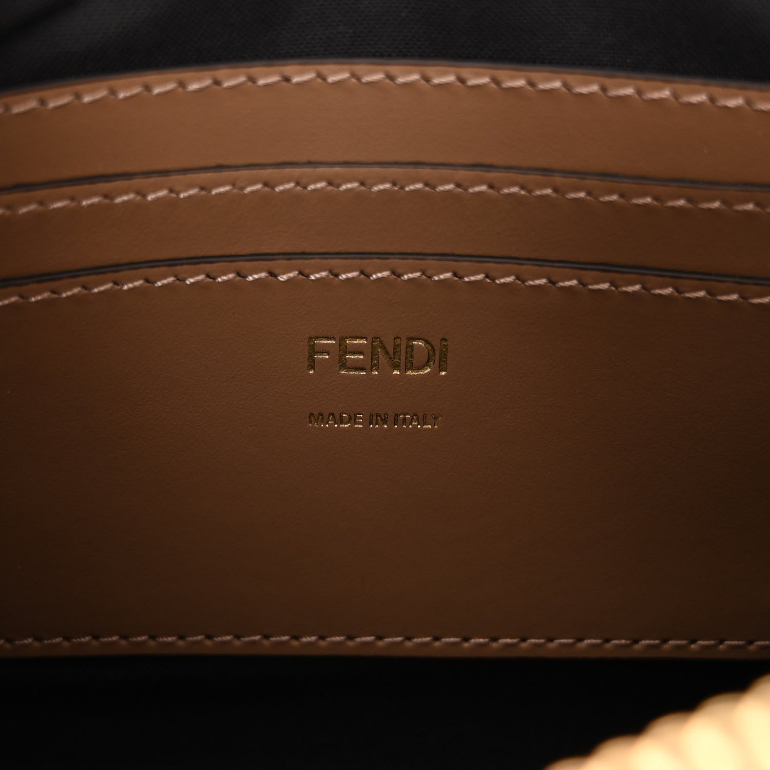 Fendi Fabric Jacquard Vitello Grace FF 1974 Baguette Pouch Tobacco Moro Sand 6 of 10