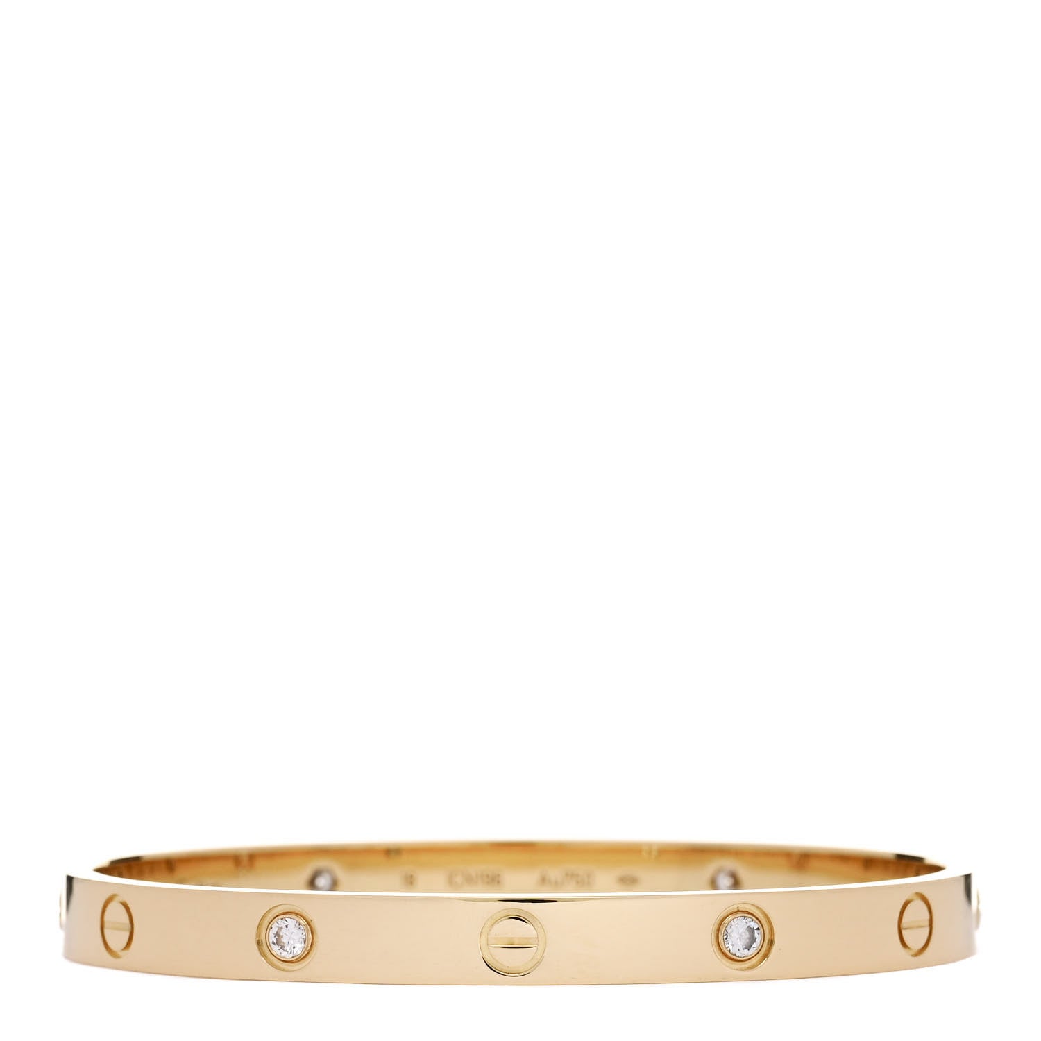 Cartier 18K Yellow Gold 4 Diamond LOVE Bracelet 18 1 of 8