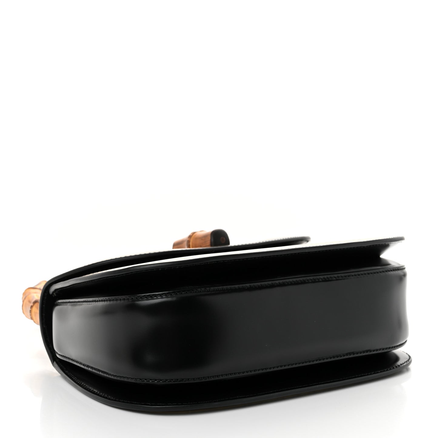 Calfskin Frame Print Bamboo Top Handle Bag Black
