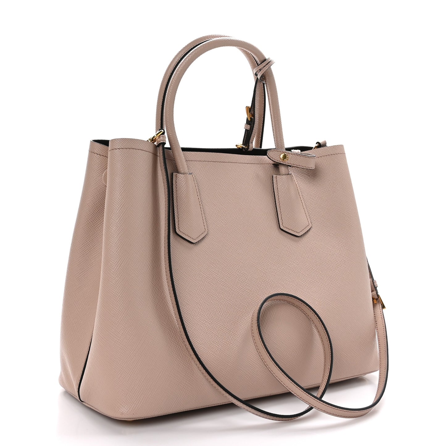 Saffiano Cuir Medium Double Bag Cammeo Black