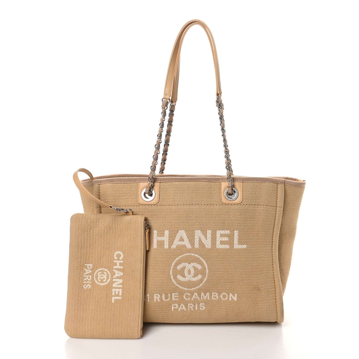 Mixed Fibers Small Deauville Tote Beige