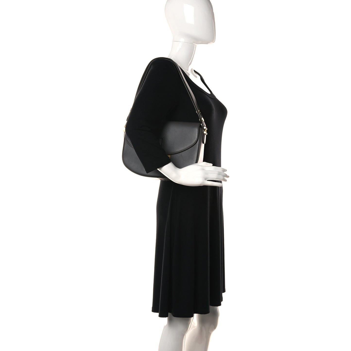 Calfskin Sasha Shoulder Bag Dark Grey
