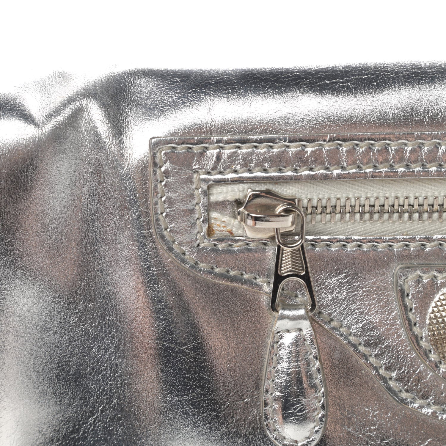 Balenciaga Laminated Calfskin Giant 21 Silver Hardware Envelope Clutch Silver 15 of 15